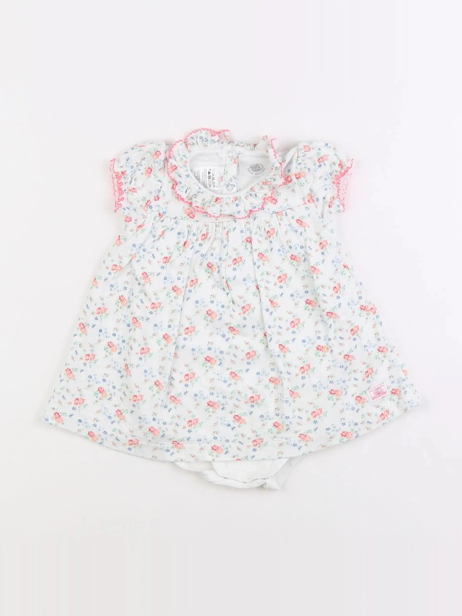 Petit Bateau - body robe blanc - 12 mois