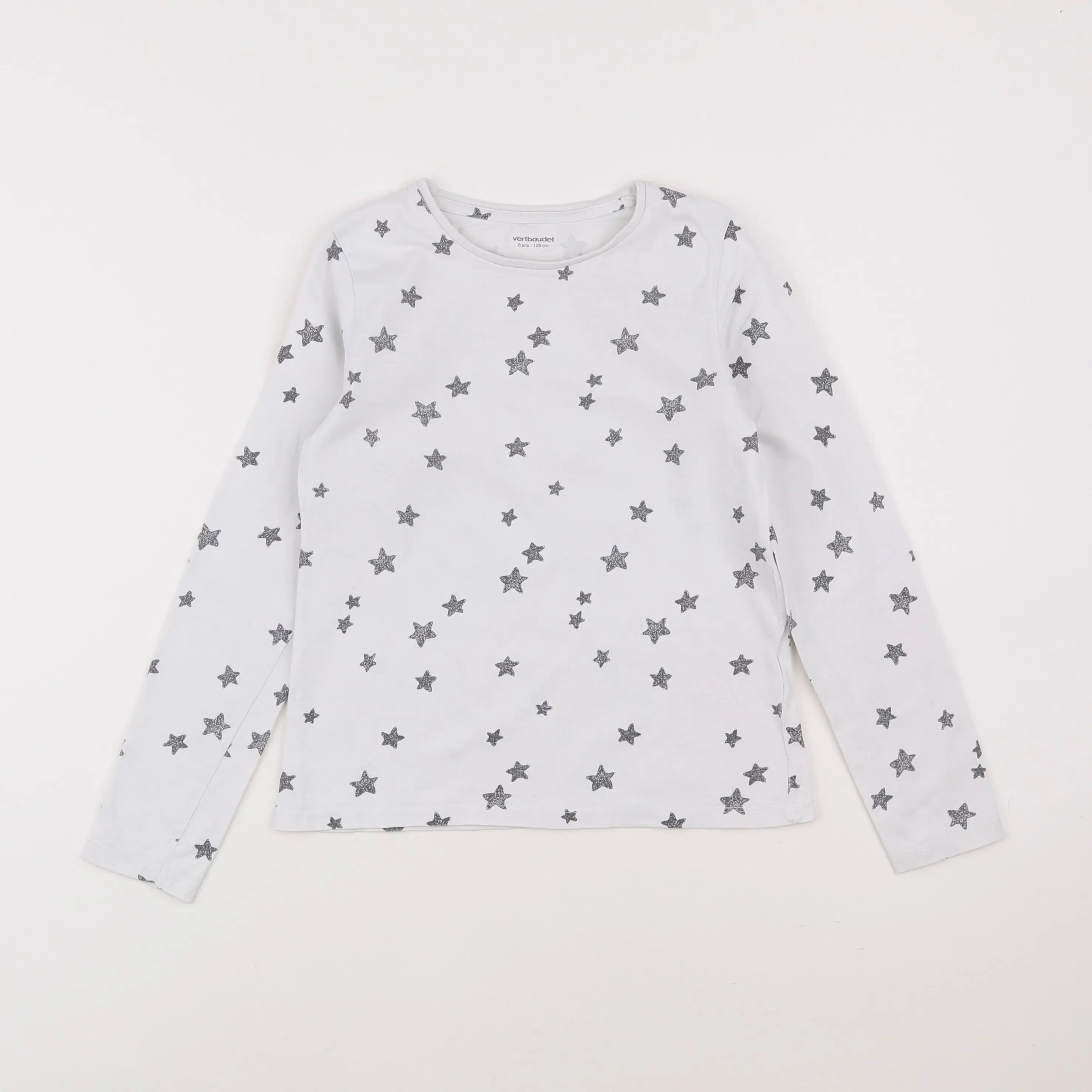 Vertbaudet - tee-shirt blanc, noir - 8 ans