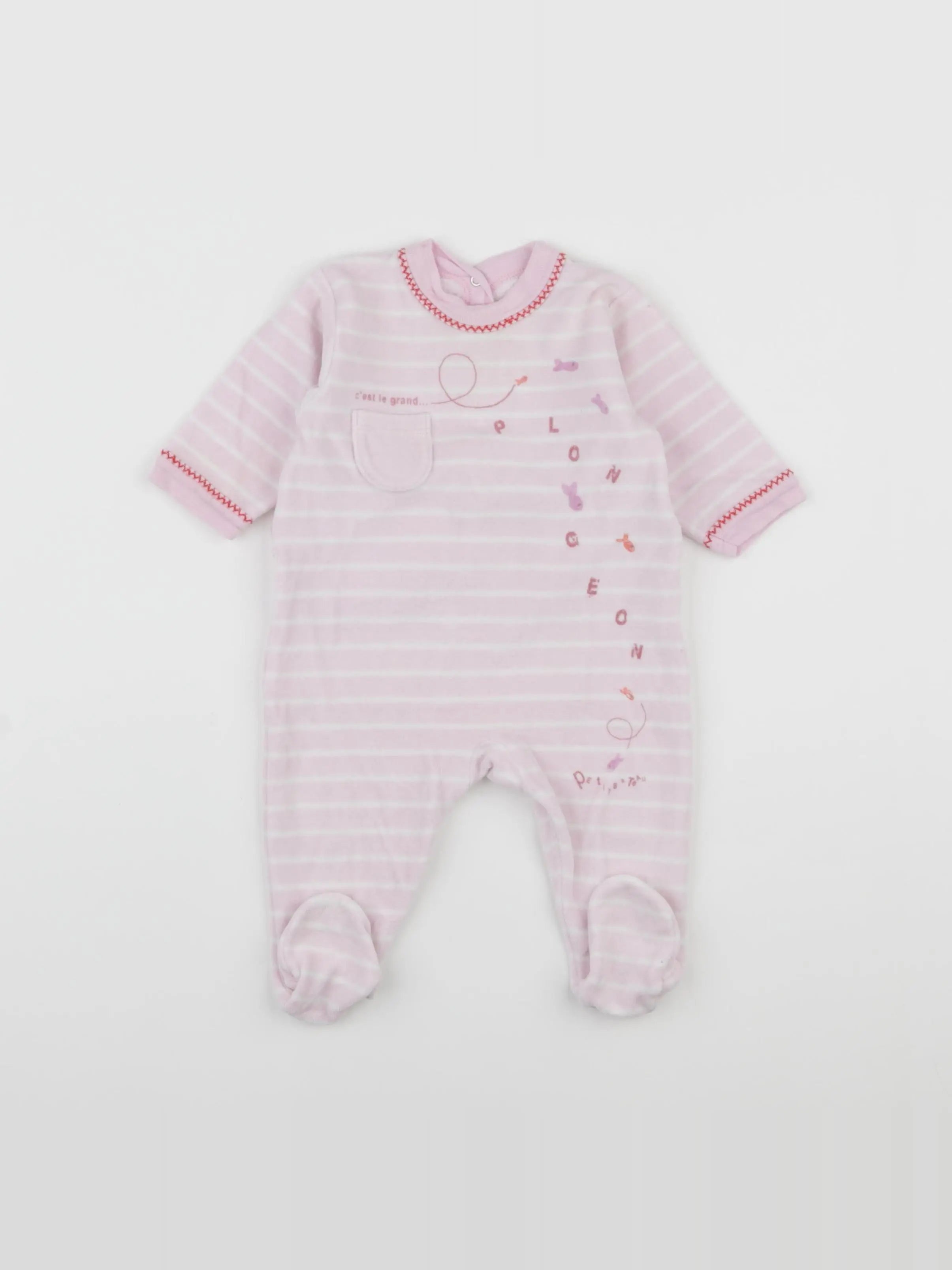Petit Bateau - pyjama velours rose - 3 mois