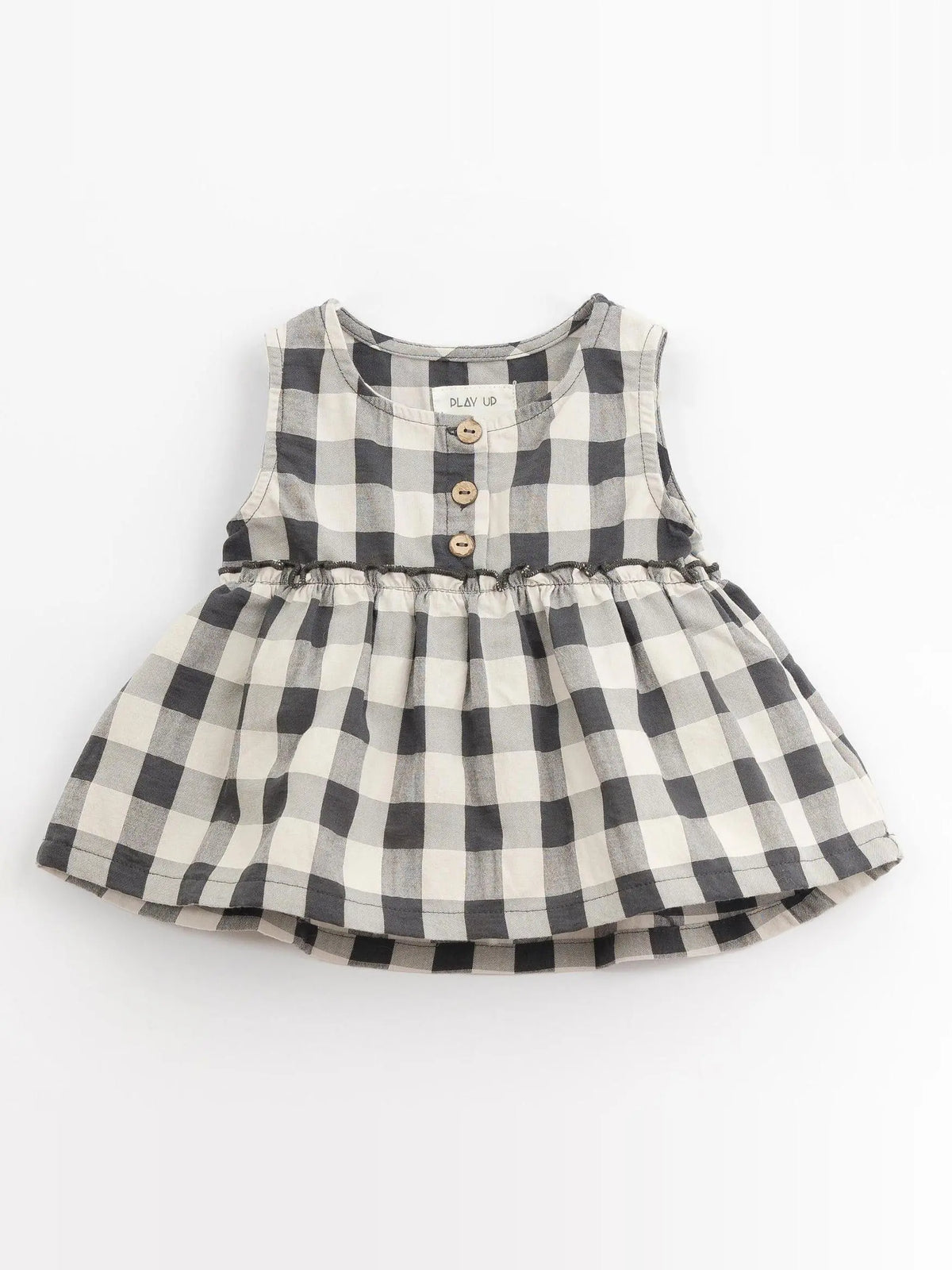 Blouse vichy sans manches gris