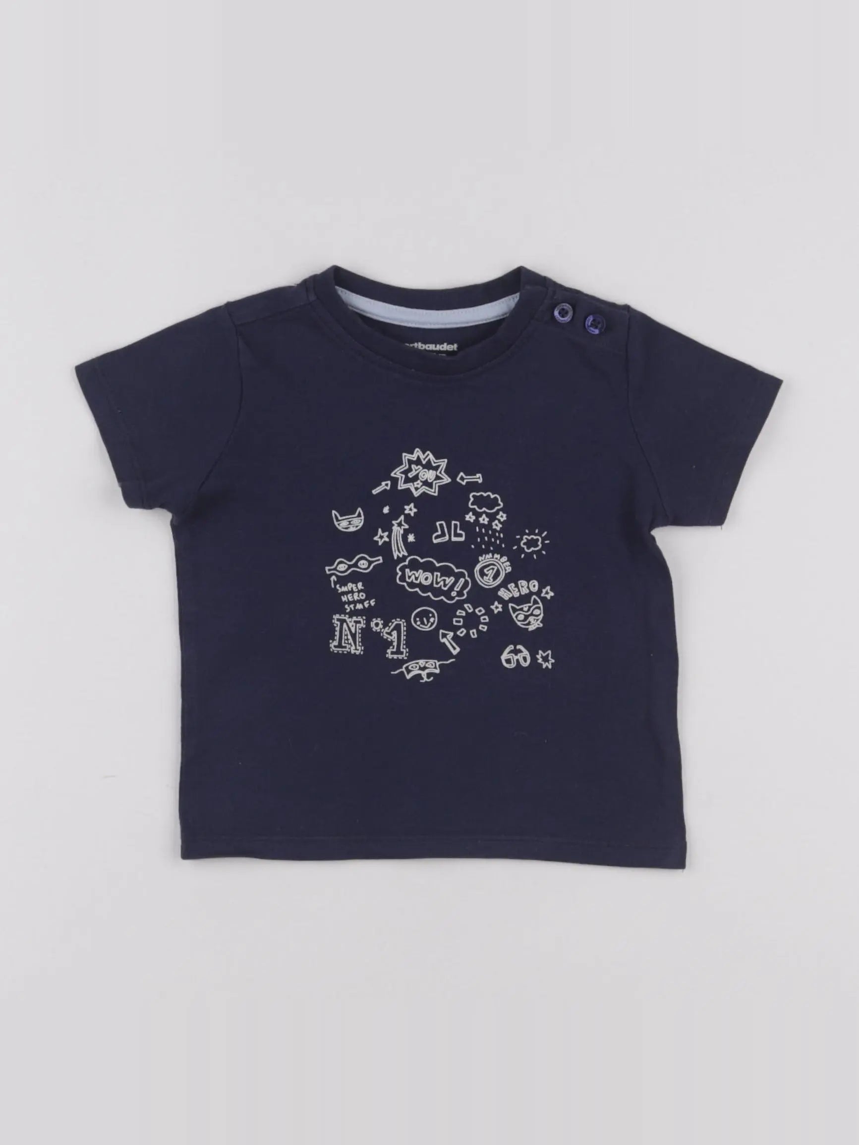 Vertbaudet - tee-shirt bleu - 9 mois