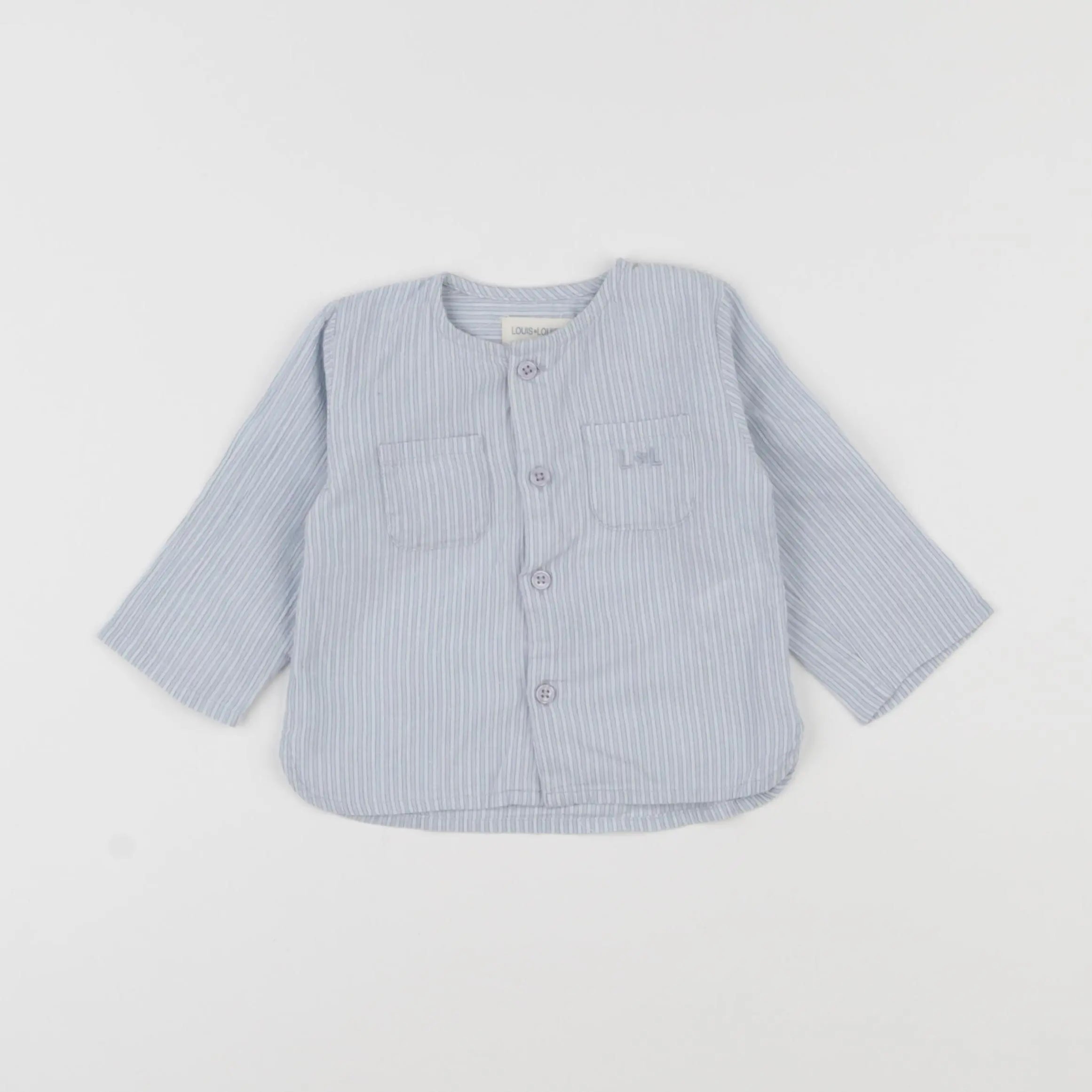 Louis Louise - chemise bleu, blanc - 6 mois