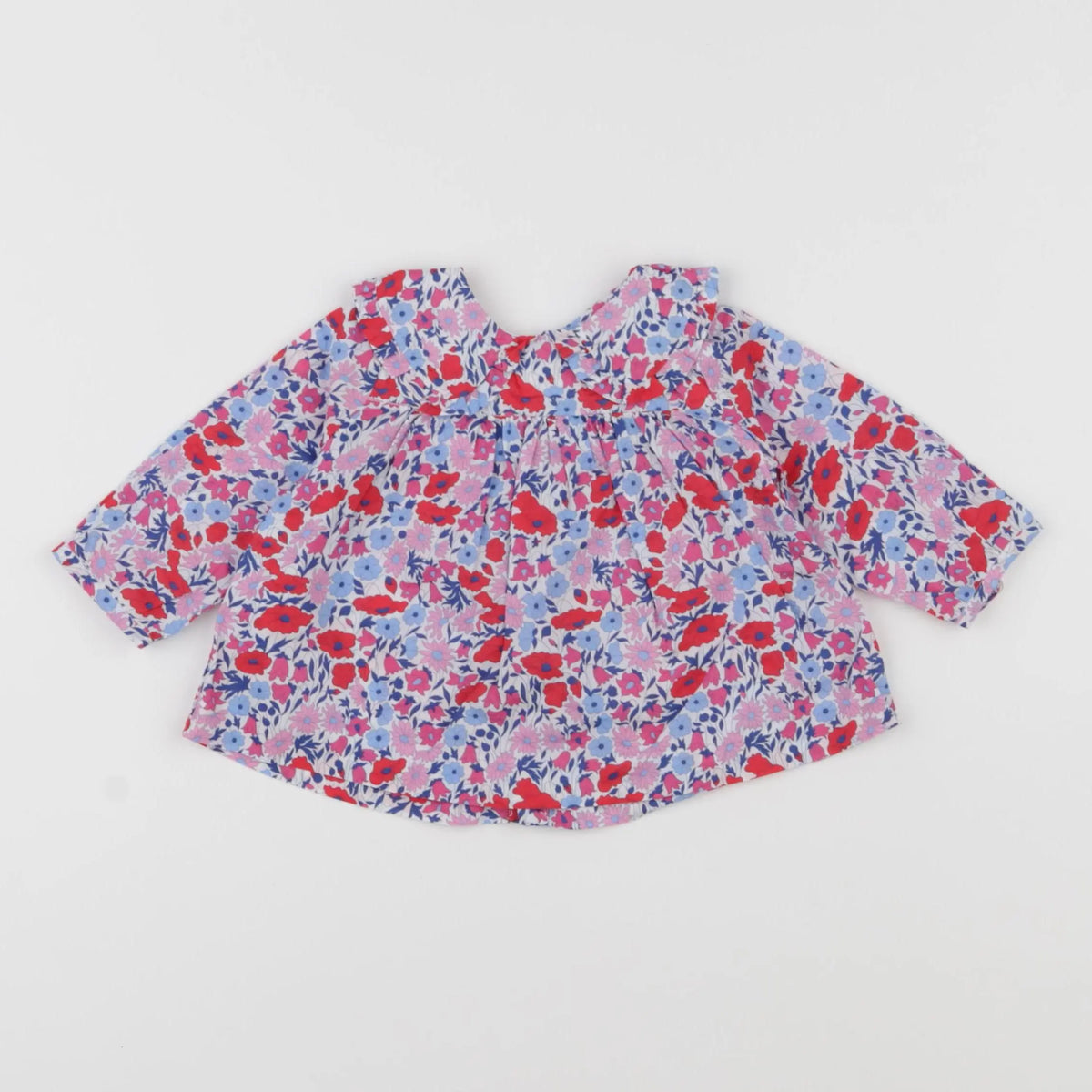 Jacadi - blouse liberty bleu, rose - 6 mois