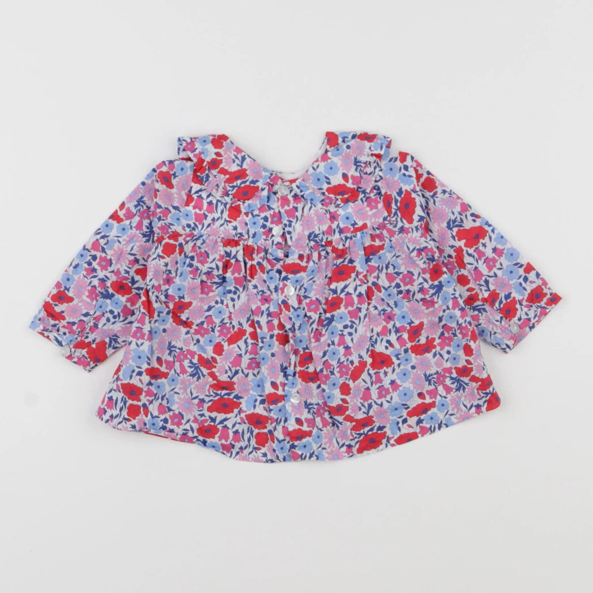 Jacadi - blouse liberty bleu, rose - 6 mois