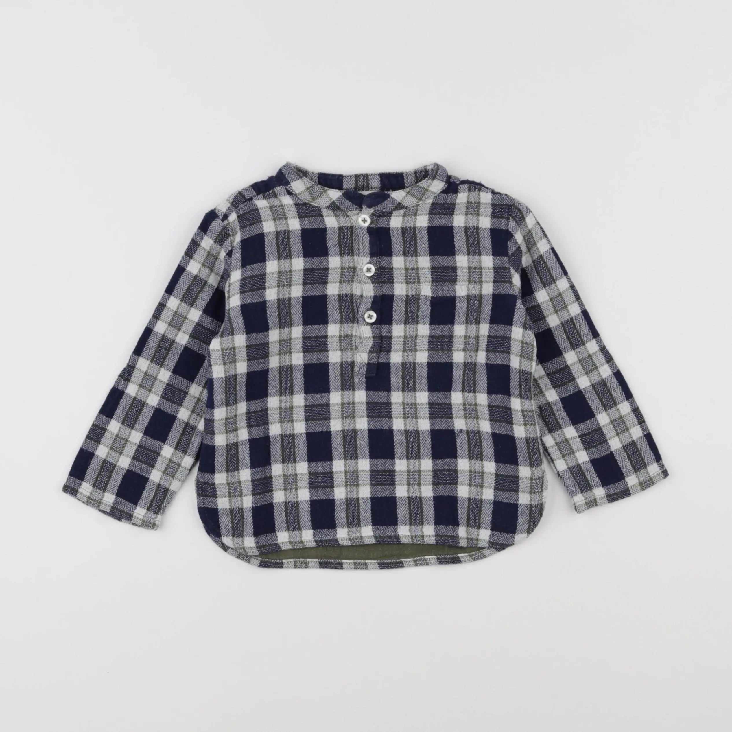Bonton - chemise bleu, blanc - 2 ans