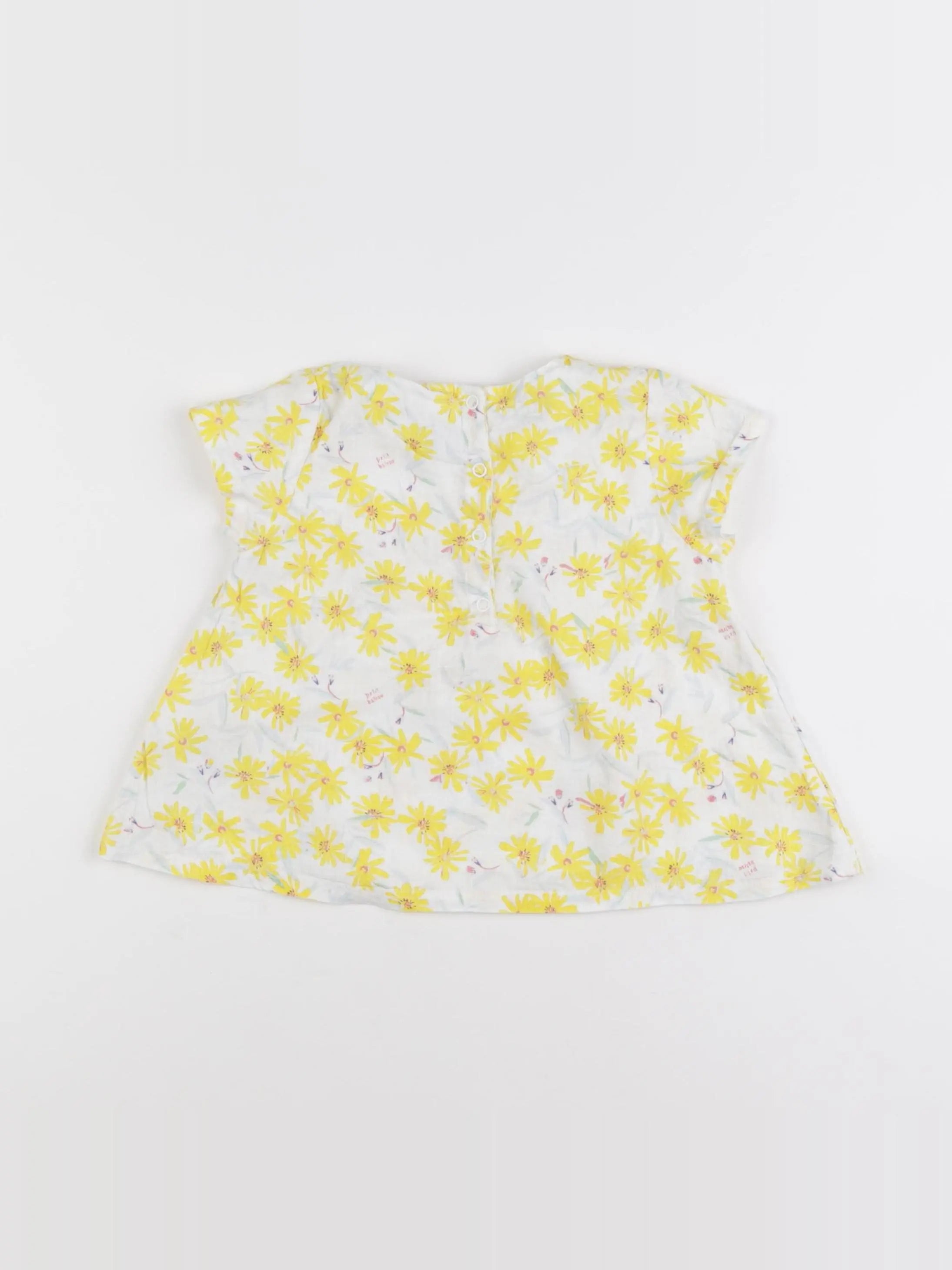 Petit Bateau - blouse blanc, jaune - 2 ans