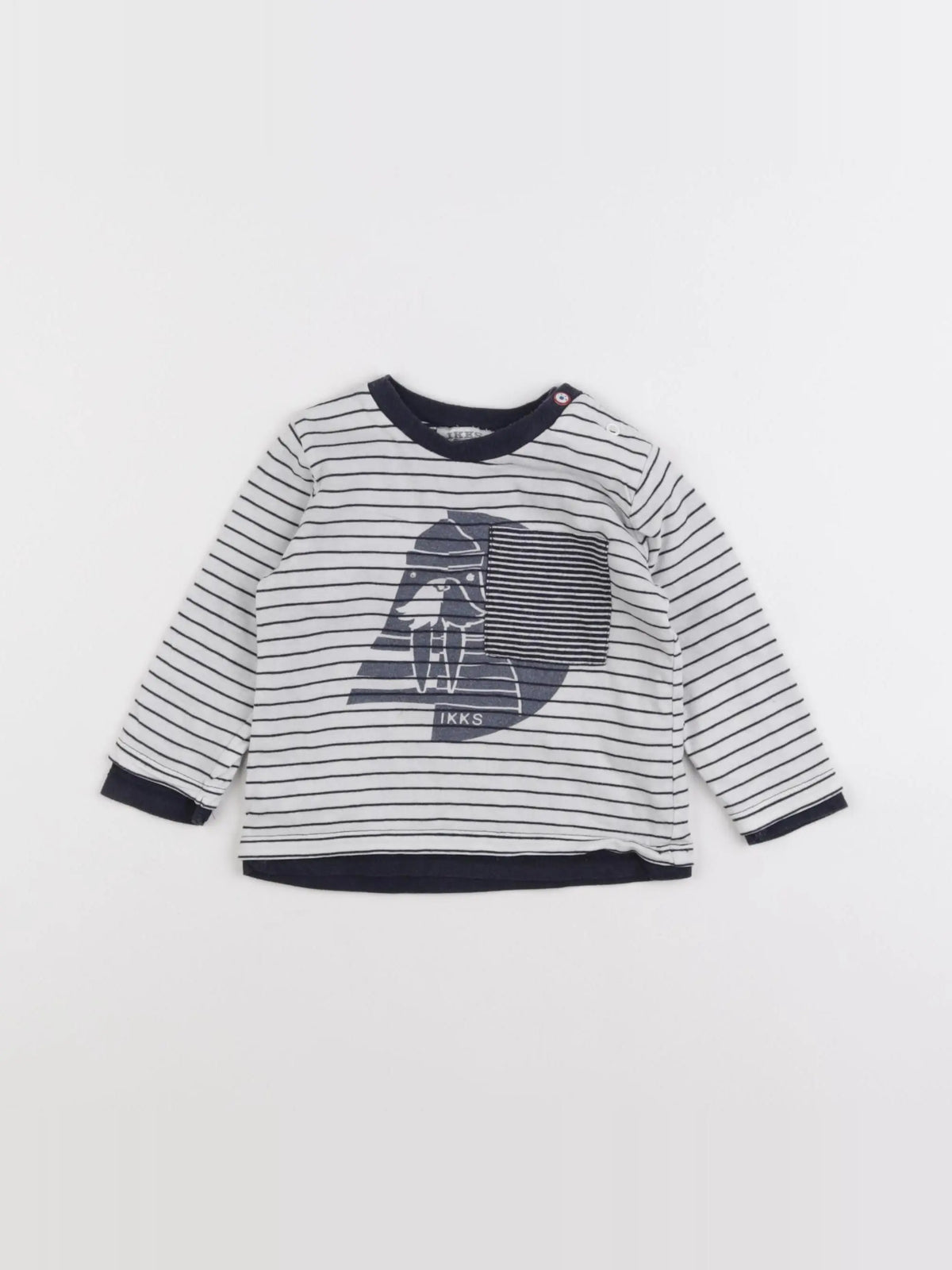IKKS - tee-shirt bleu, blanc - 6 mois