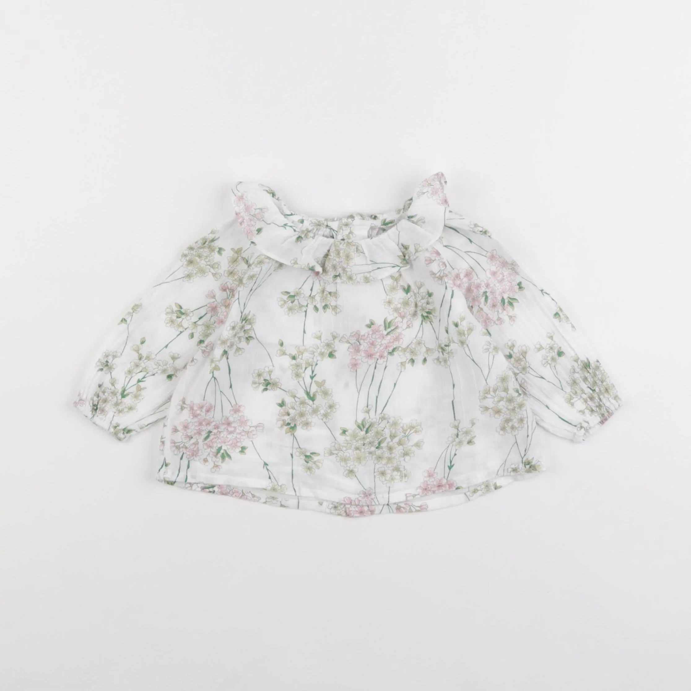 Bonton - blouse blanc, rose, vert - 6 mois