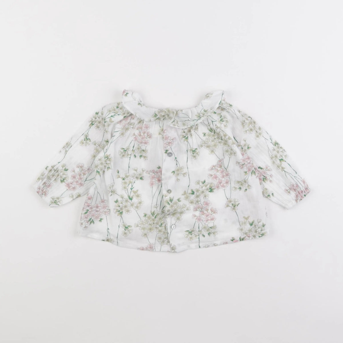 Bonton - blouse blanc, rose, vert - 6 mois