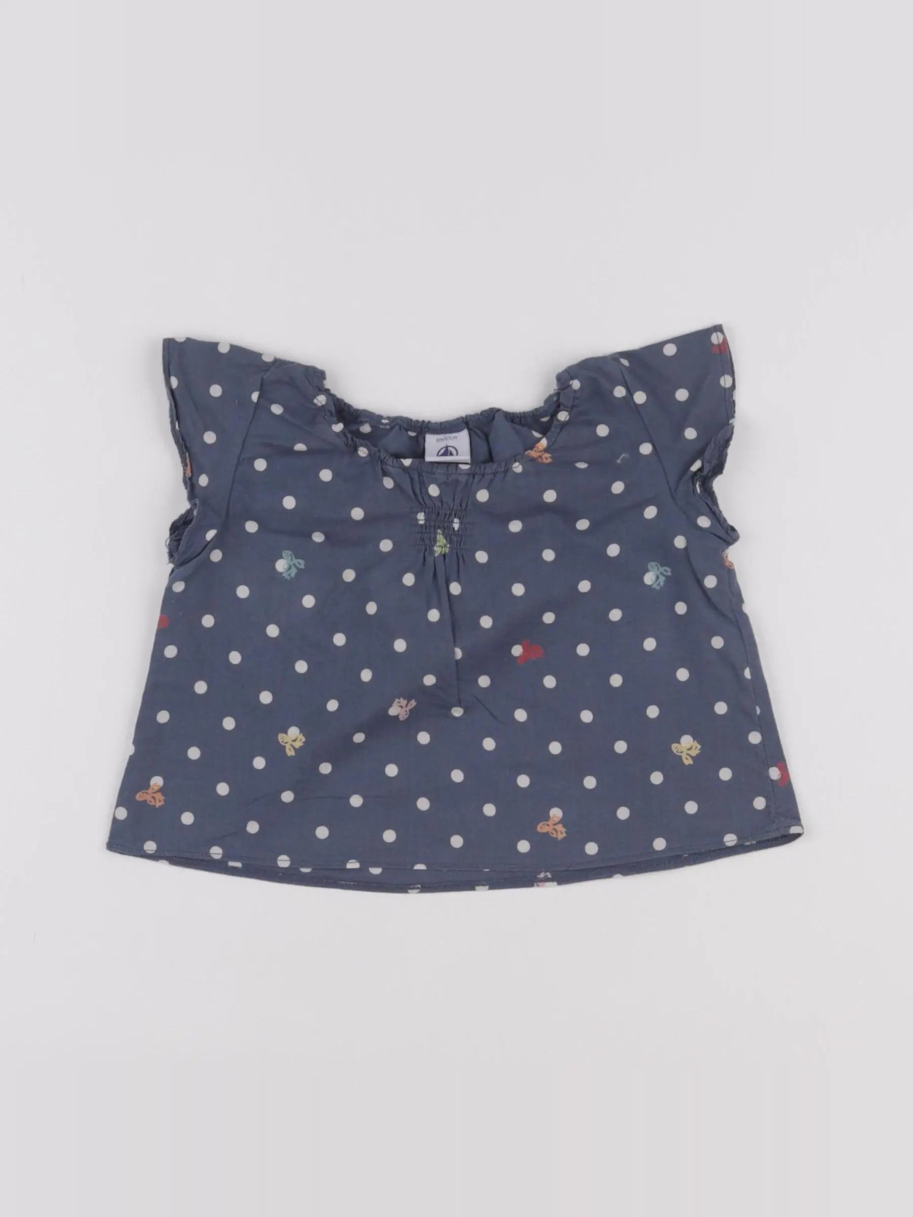 Petit Bateau - blouse bleu - 6 mois