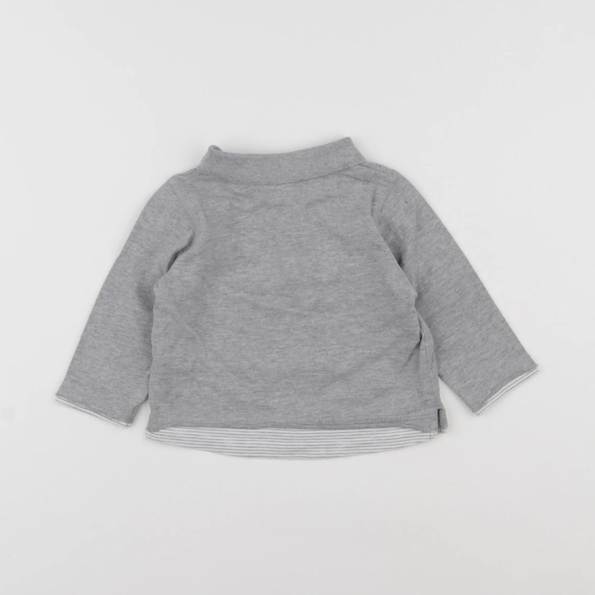 Vertbaudet - polo gris - 9 mois