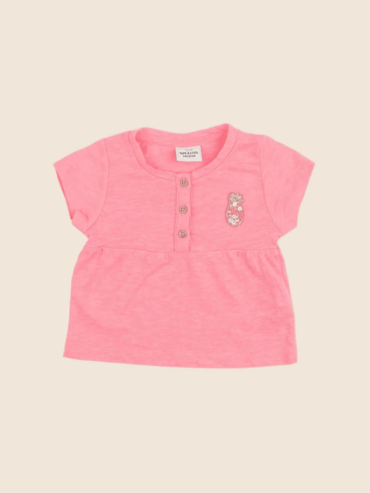 Tape à l'oeil - tee-shirt rose fluo - 3 mois