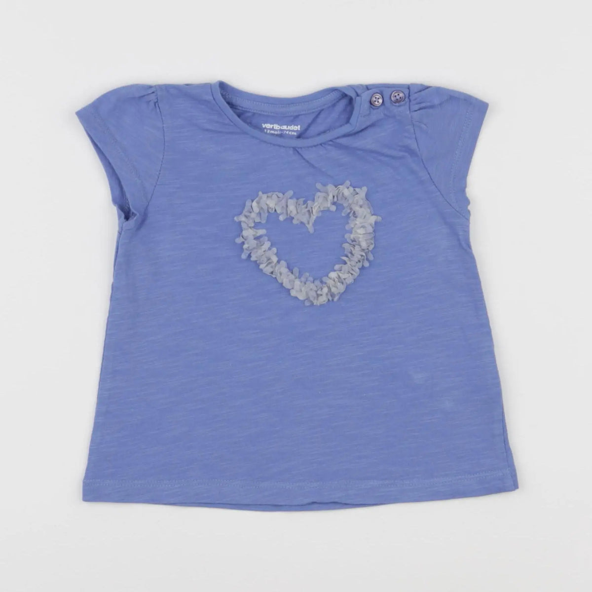 Vertbaudet - tee-shirt bleu - 12 mois