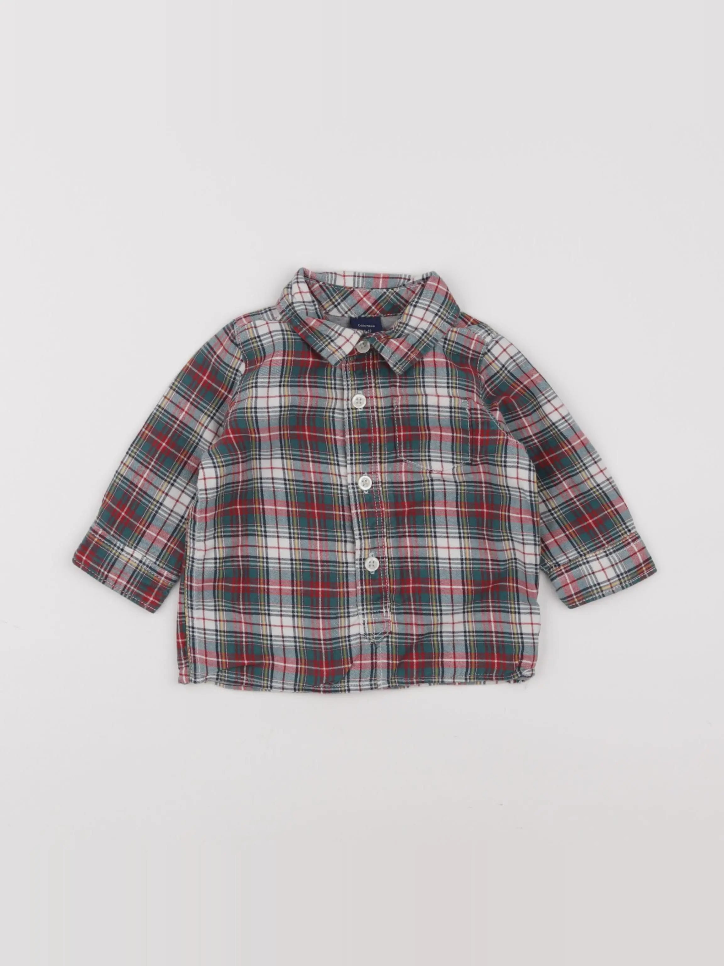 GAP - chemise vert, rouge - 6/12 mois