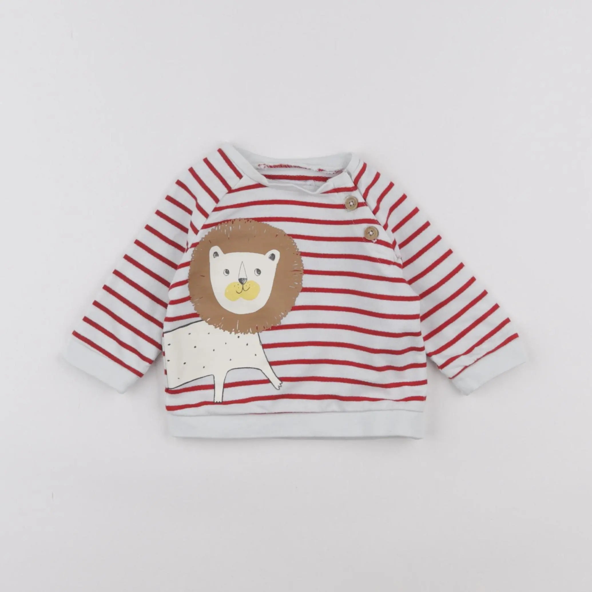 Vertbaudet - sweat blanc, rouge - 3 mois