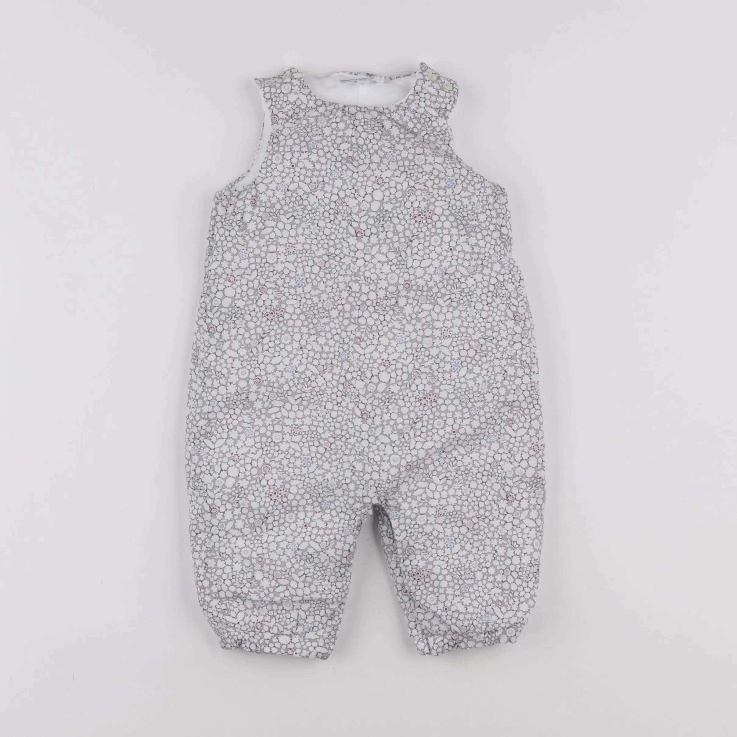 Jacadi - combinaison doublé, liberty gris, blanc - 6 mois