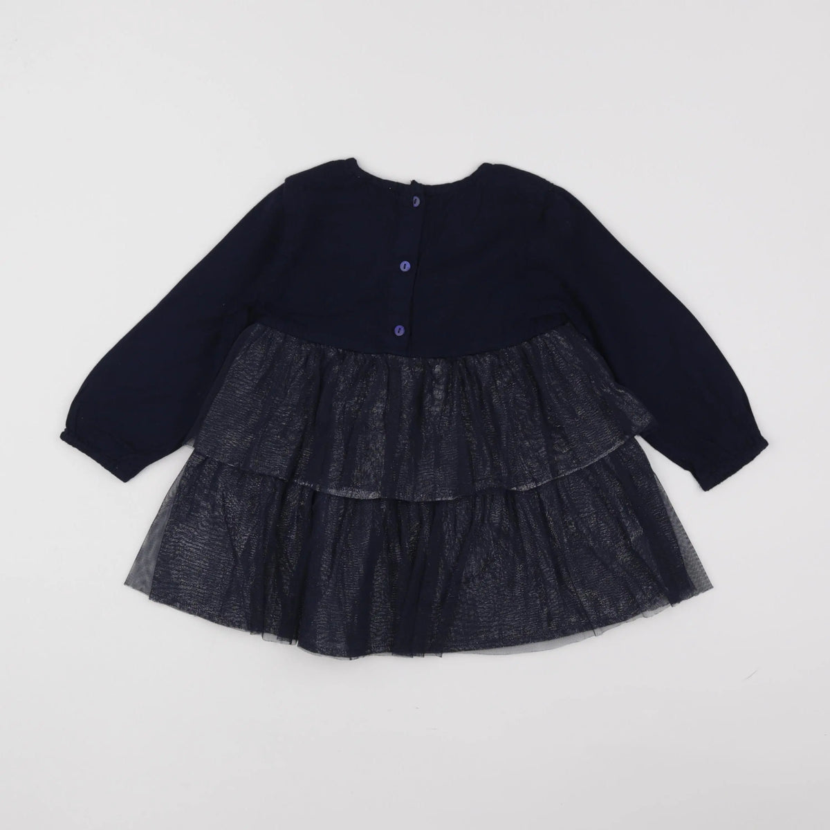 Vertbaudet - robe bleu, argent - 2 ans