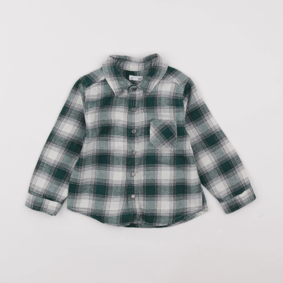 Vertbaudet - chemise vert, blanc - 2 ans