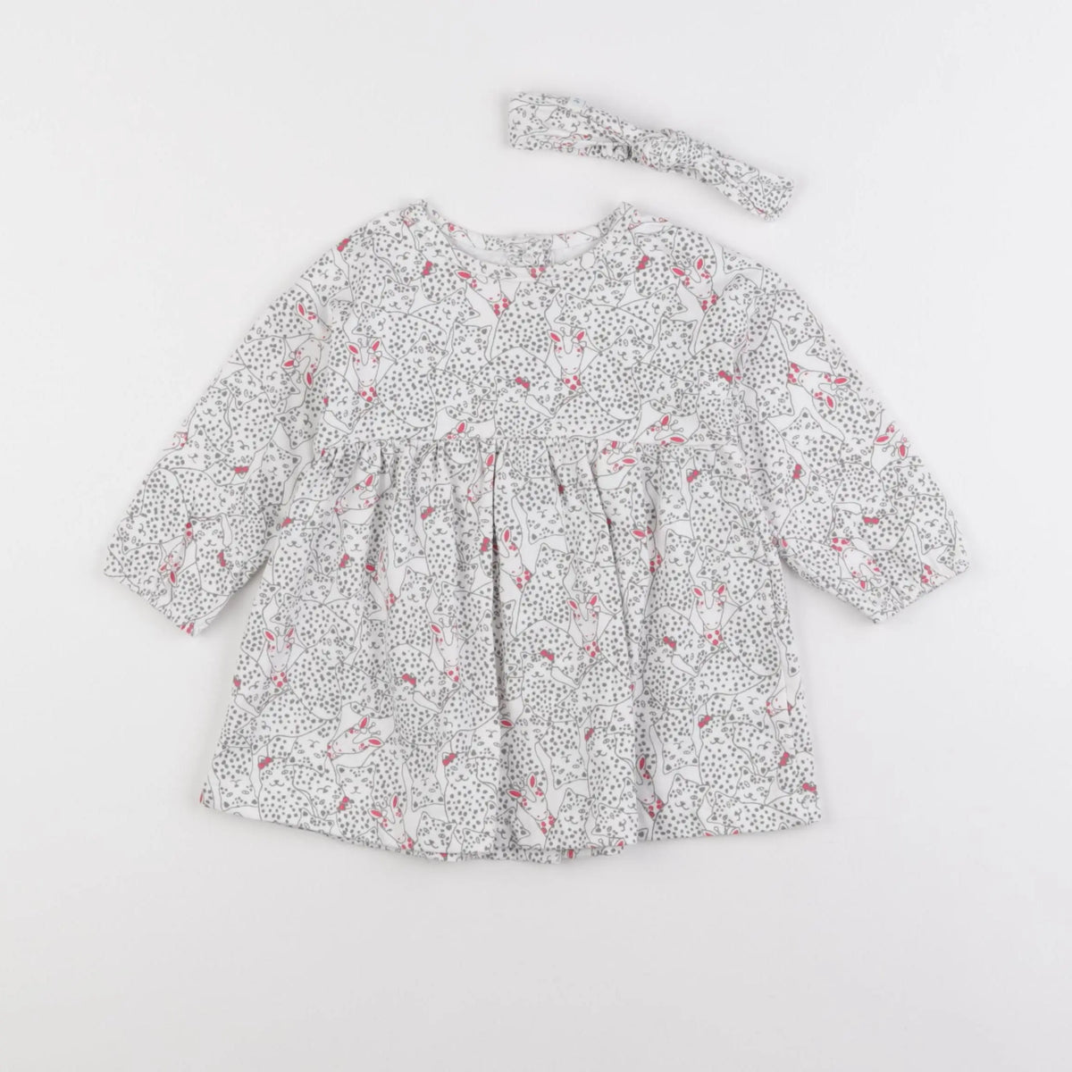 Vertbaudet - robe blanc, gris - 12 mois