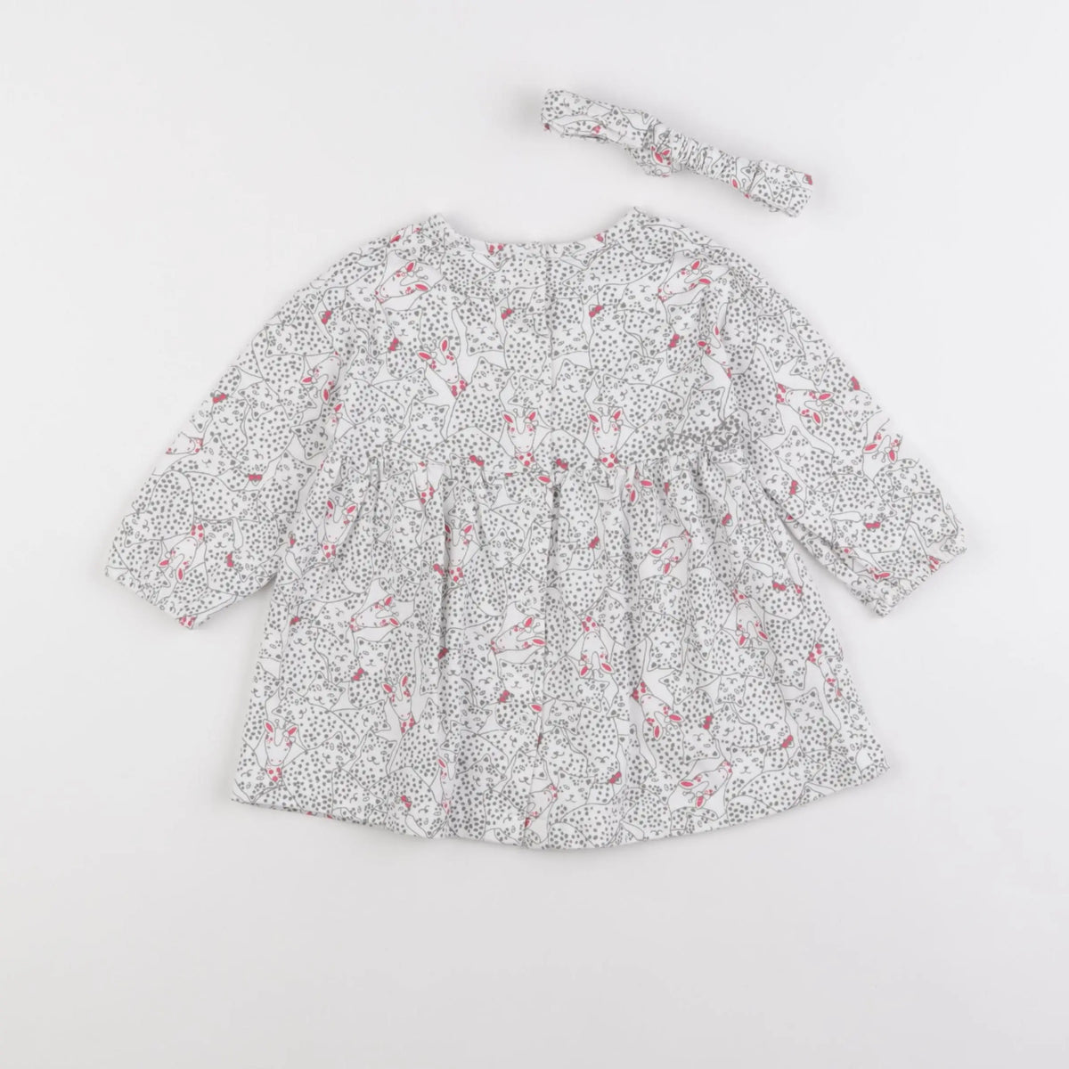 Vertbaudet - robe blanc, gris - 12 mois