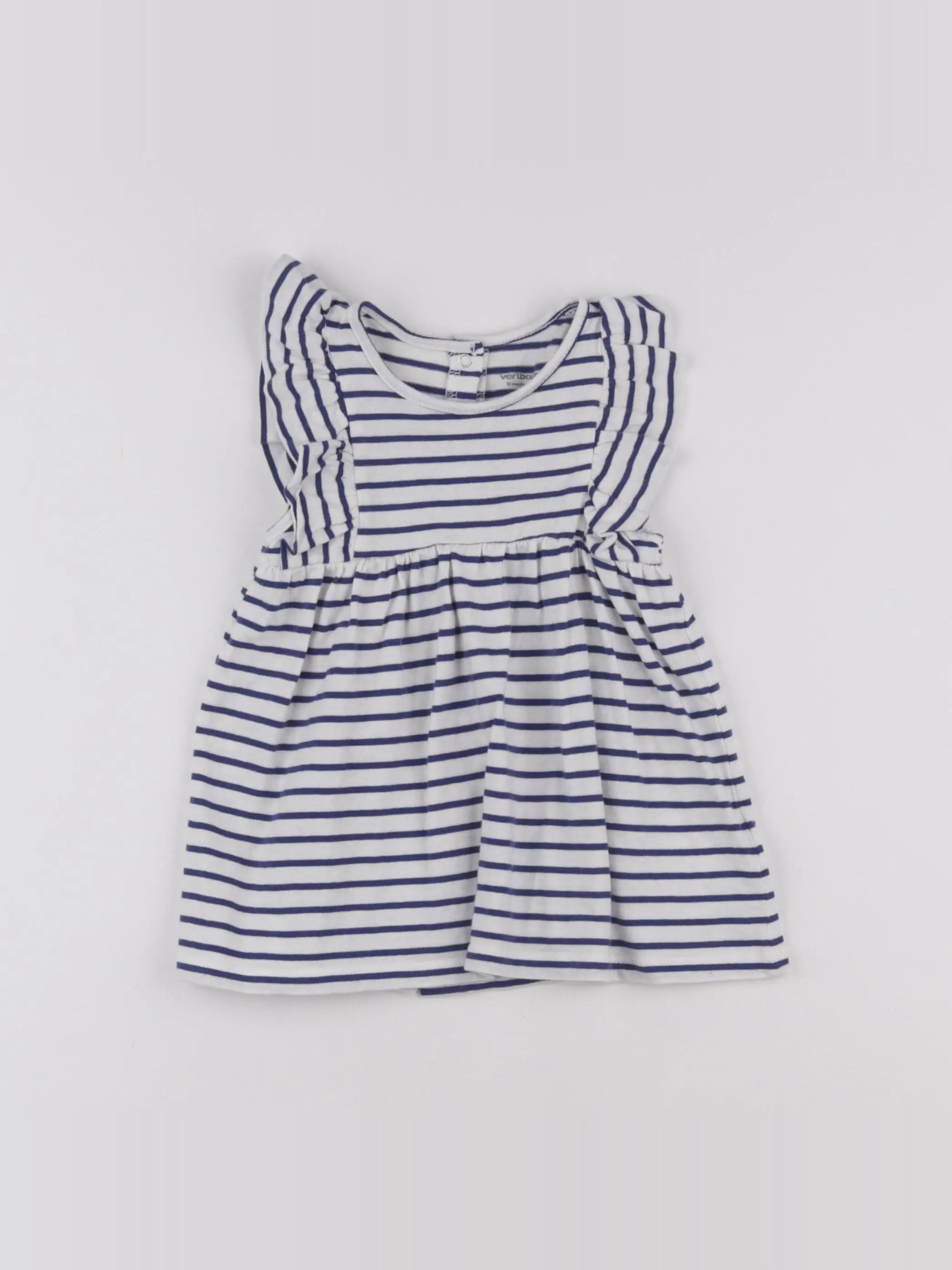 Vertbaudet - robe blanc, bleu - 9 mois