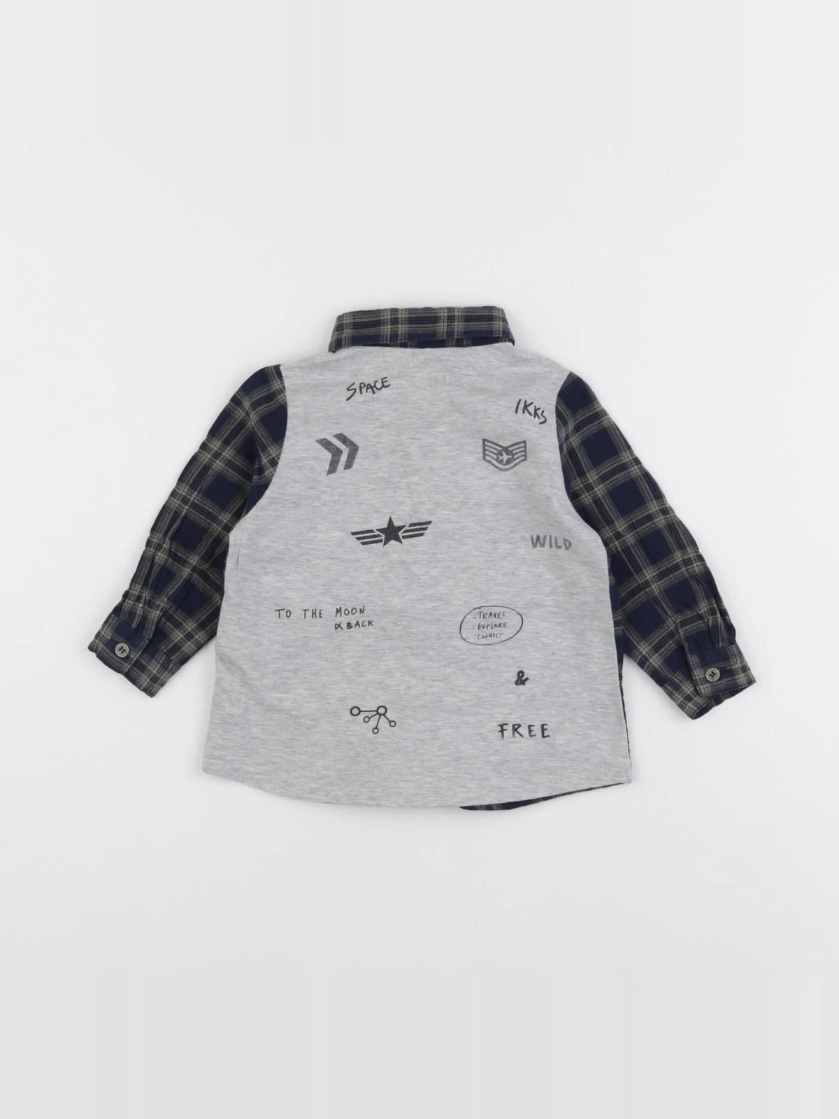 IKKS - chemise imprimé au dos bleu, vert - 12 mois