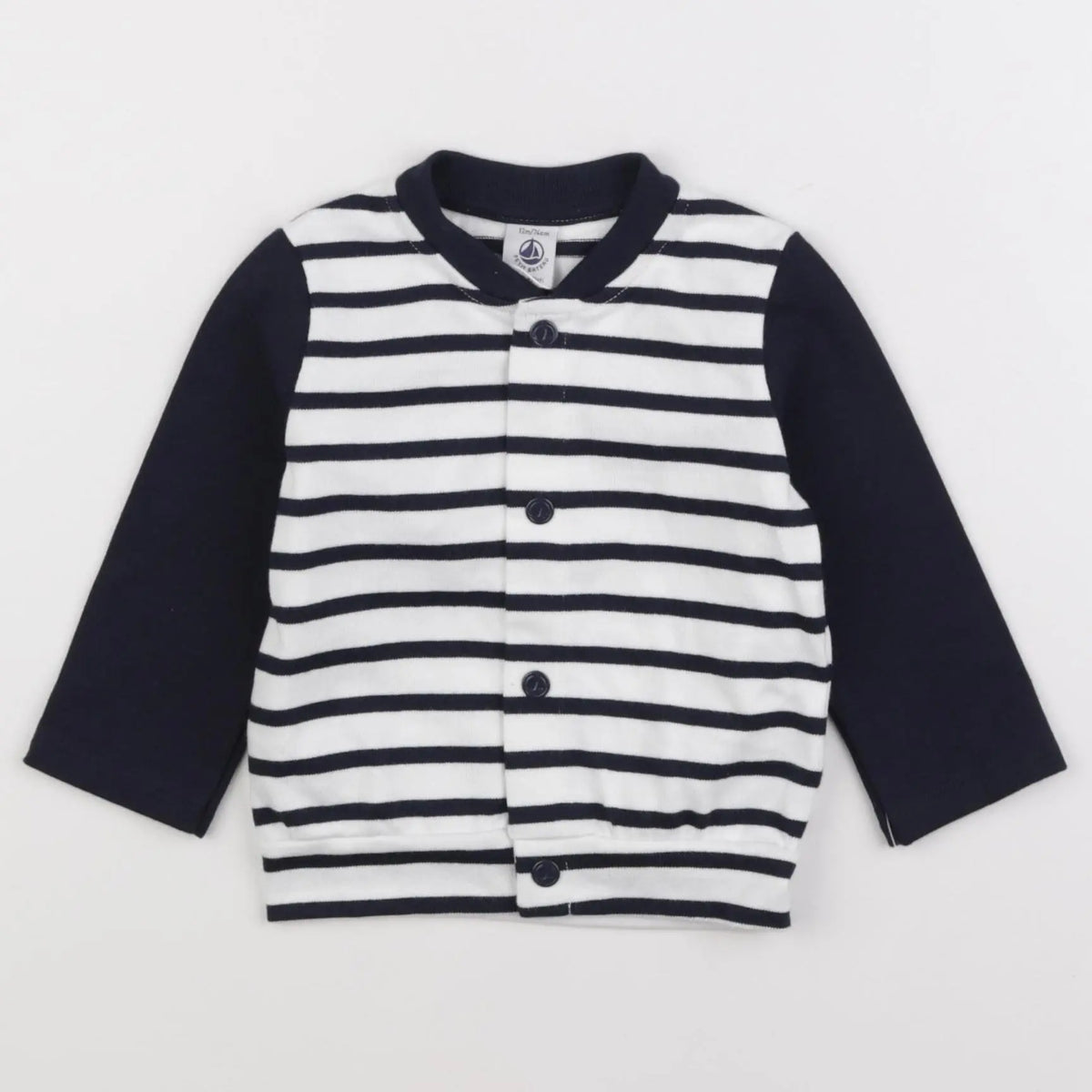 Petit Bateau - sweat bleu, blanc - 12 mois