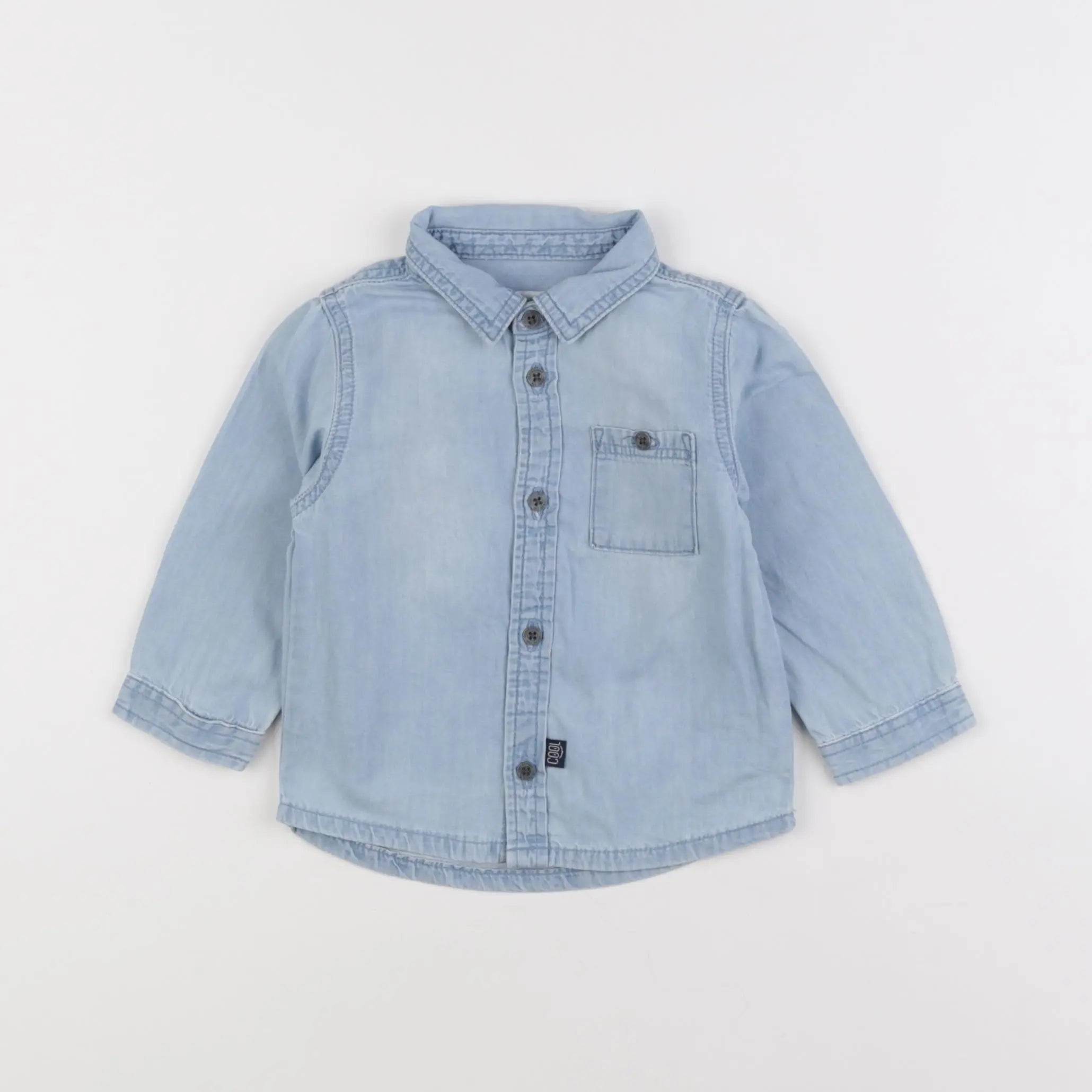 Vertbaudet - chemise bleu - 12 mois