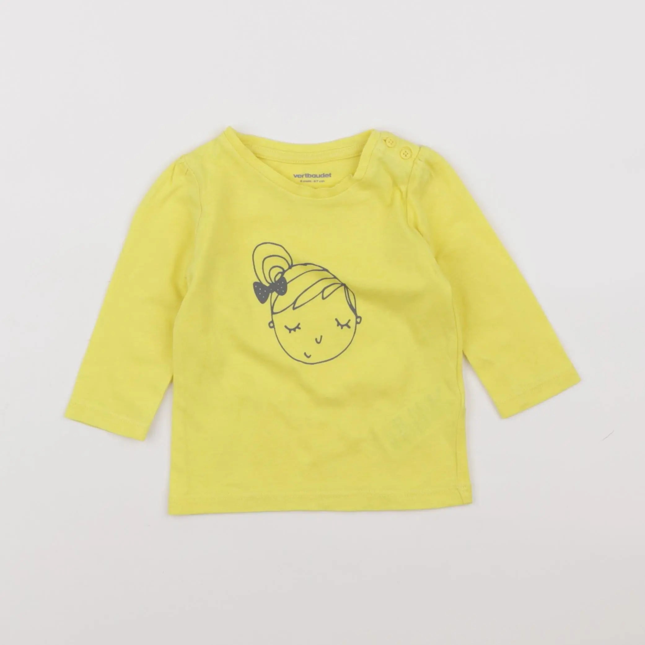 Vertbaudet - tee-shirt jaune - 6 mois