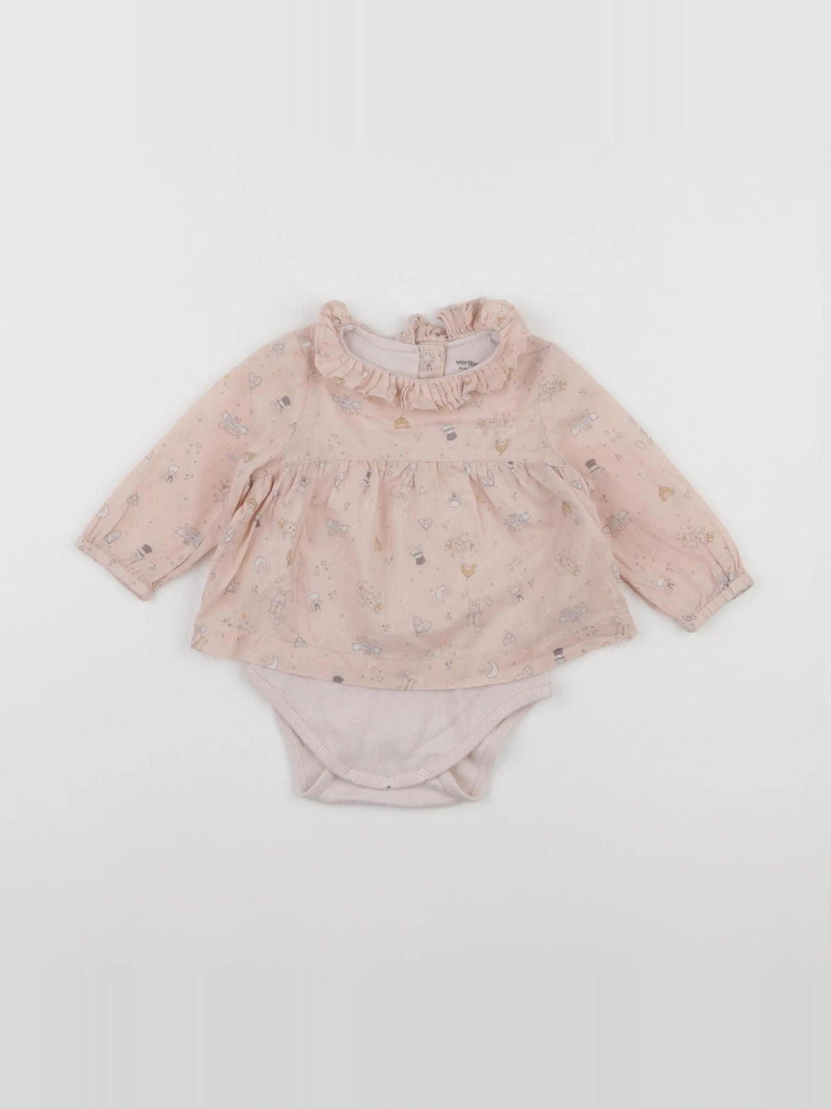 Vertbaudet - body blouse rose - 6 mois
