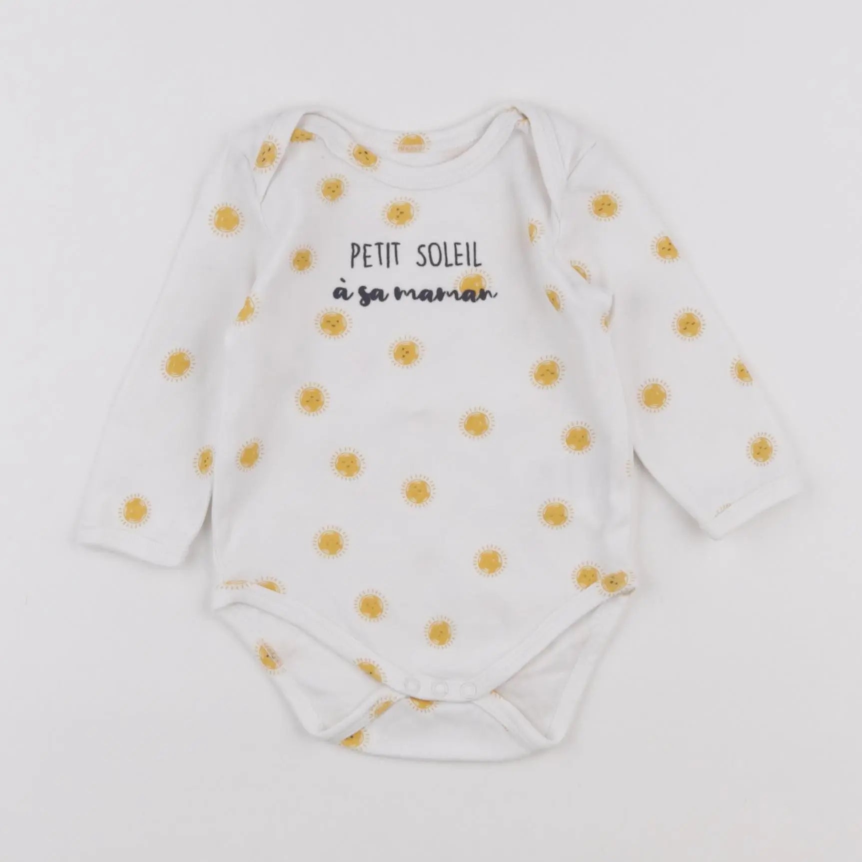 Vertbaudet - body blanc, jaune - 6 mois