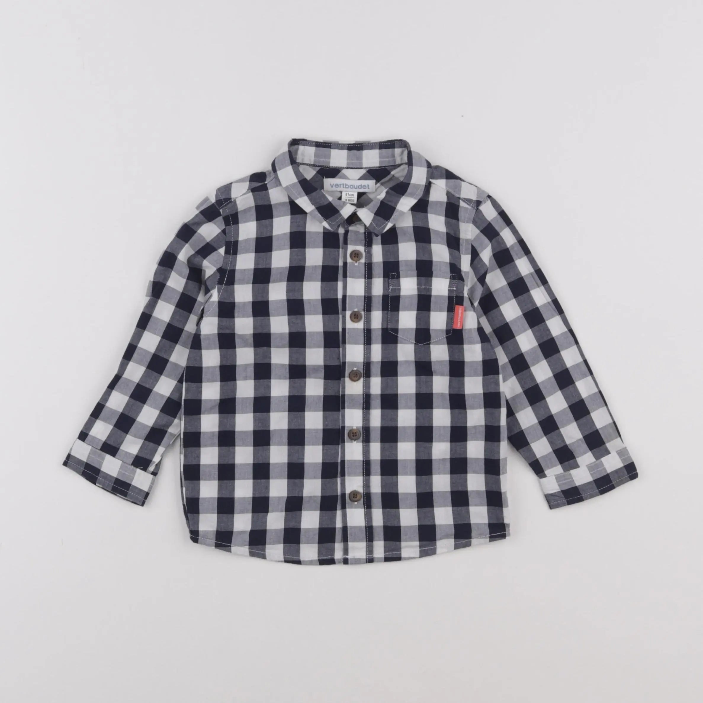 Vertbaudet - chemise blanc, bleu - 18 mois