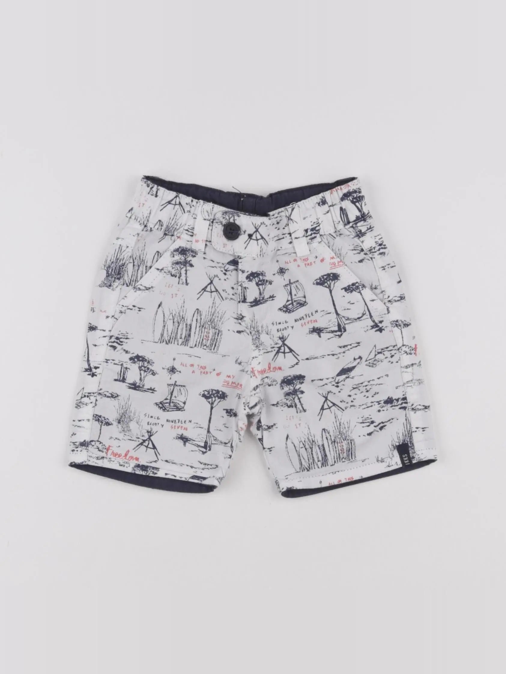IKKS - short réversible blanc, bleu - 12 mois
