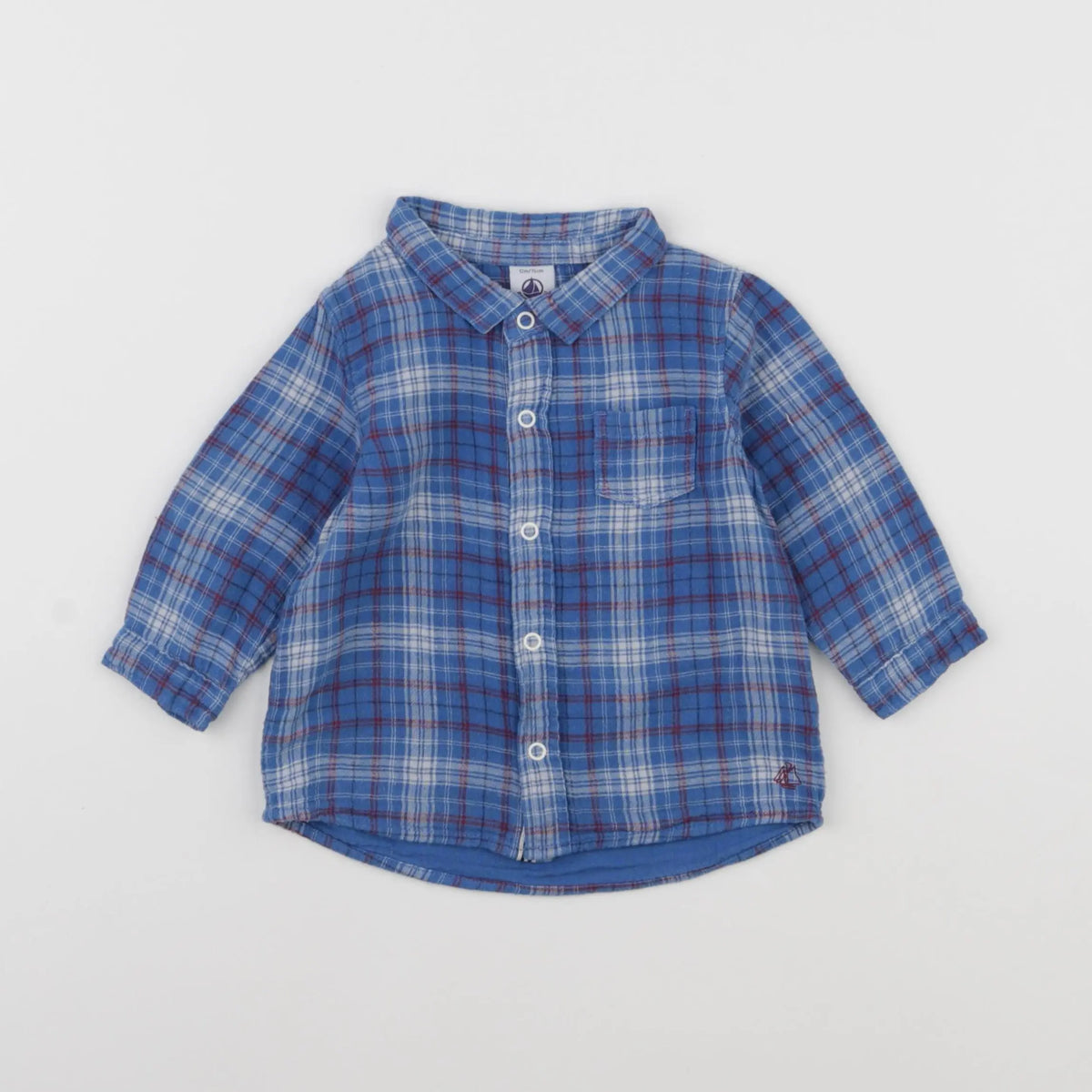 Petit Bateau - chemise bleu - 12 mois