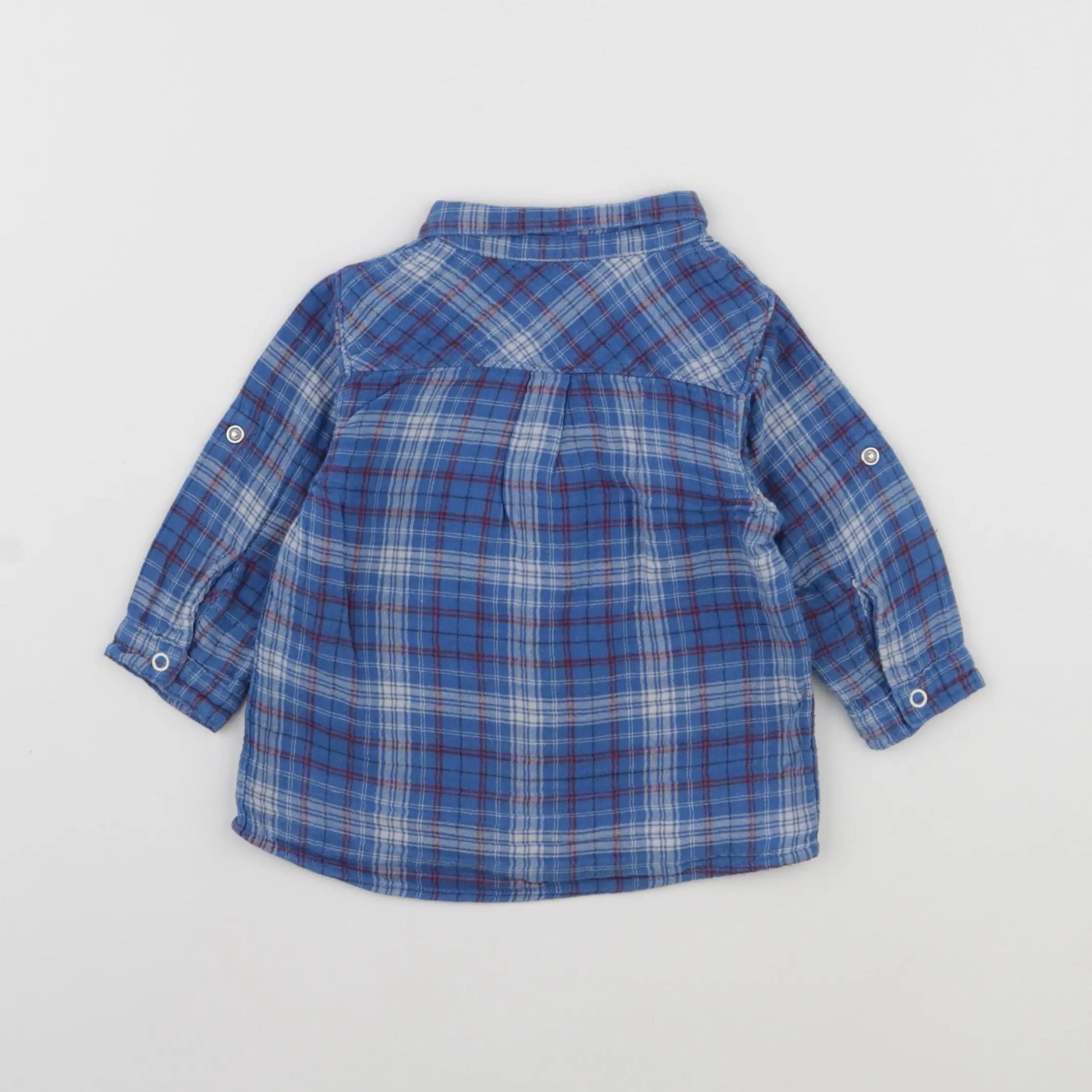 Petit Bateau - chemise bleu - 12 mois