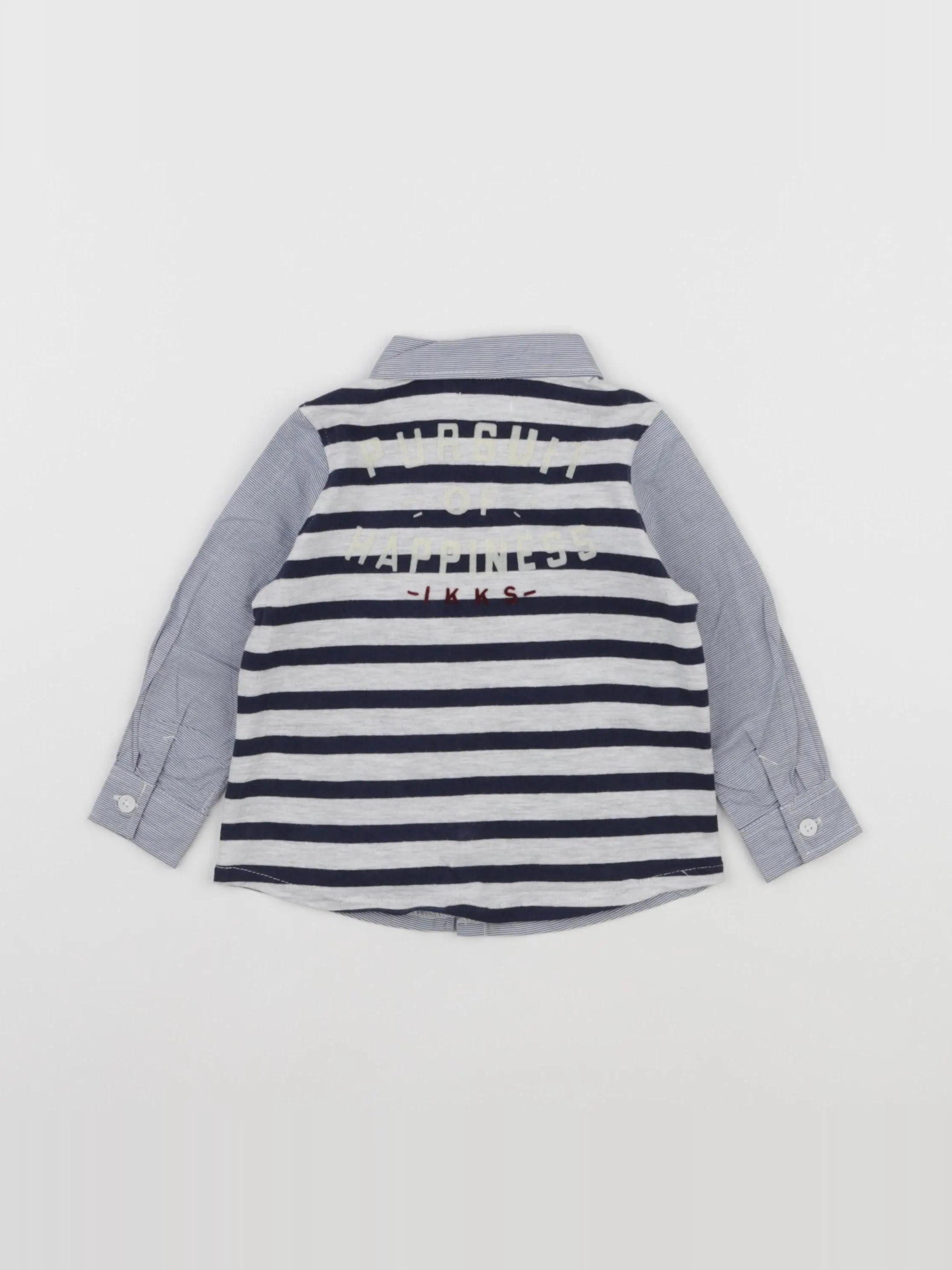 IKKS - chemise imprimé au dos bleu - 12 mois