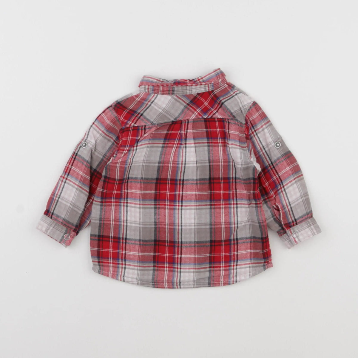 Petit Bateau - chemise blanc, rouge - 12 mois