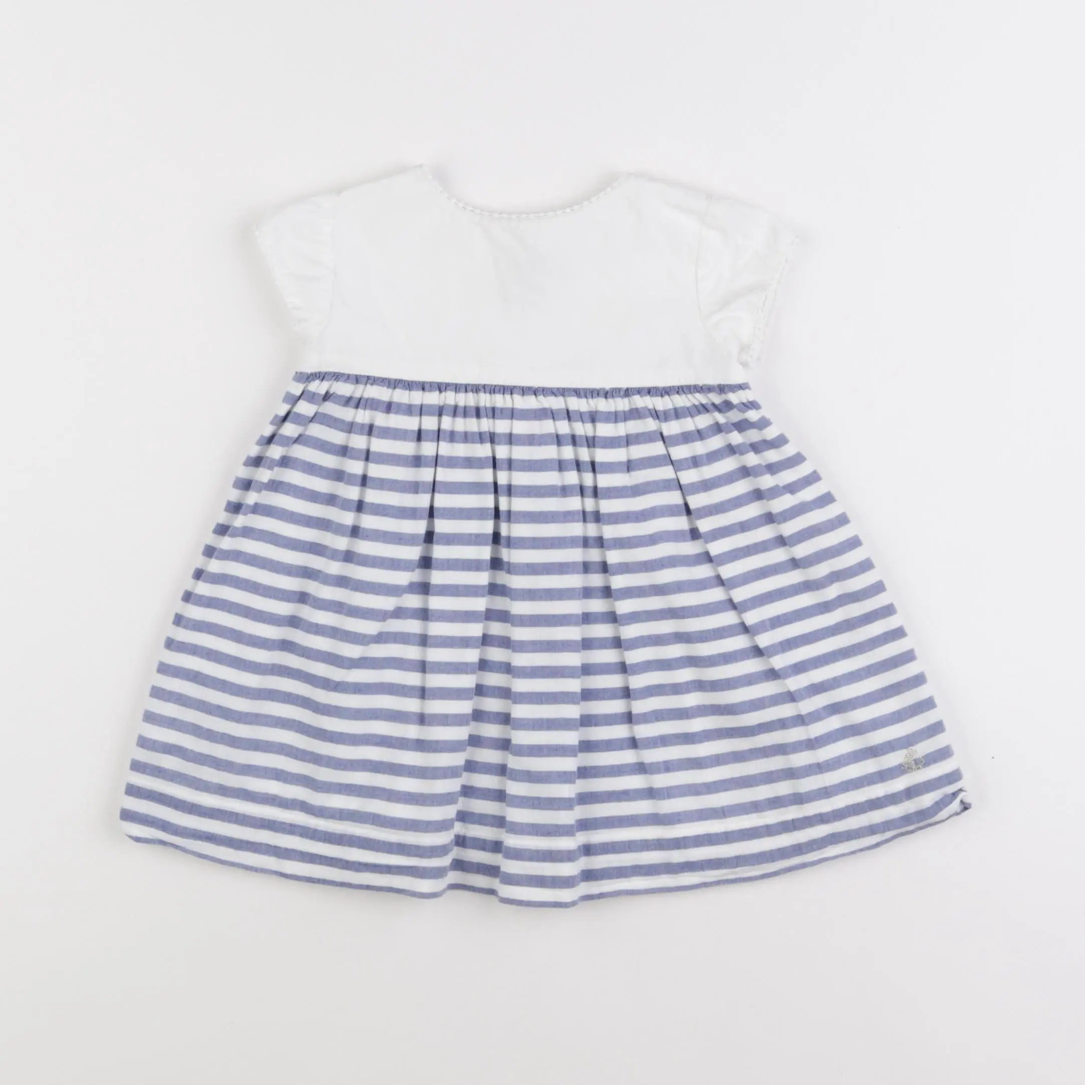 Petit Bateau - robe blanc, bleu - 6 mois
