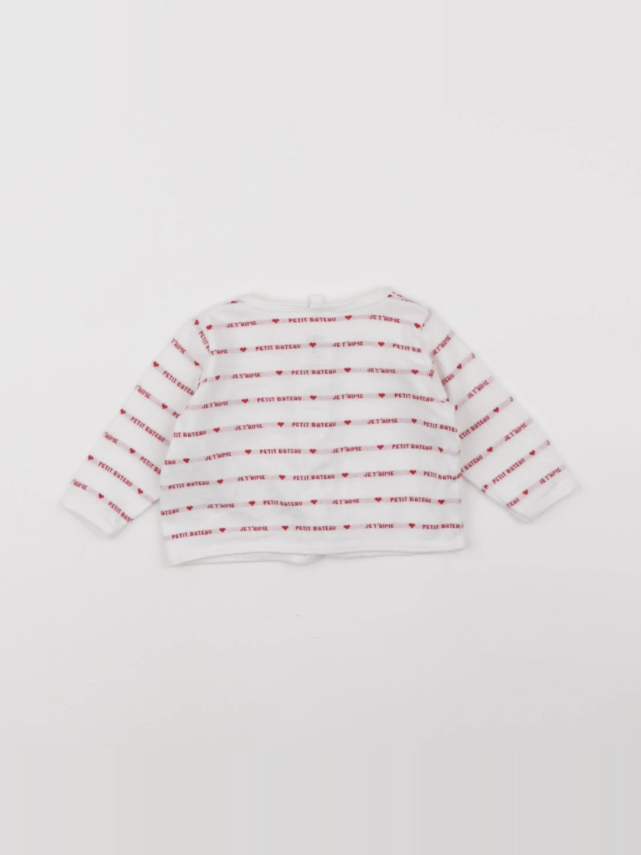 Petit Bateau - tee-shirt blanc, rouge - 6 mois