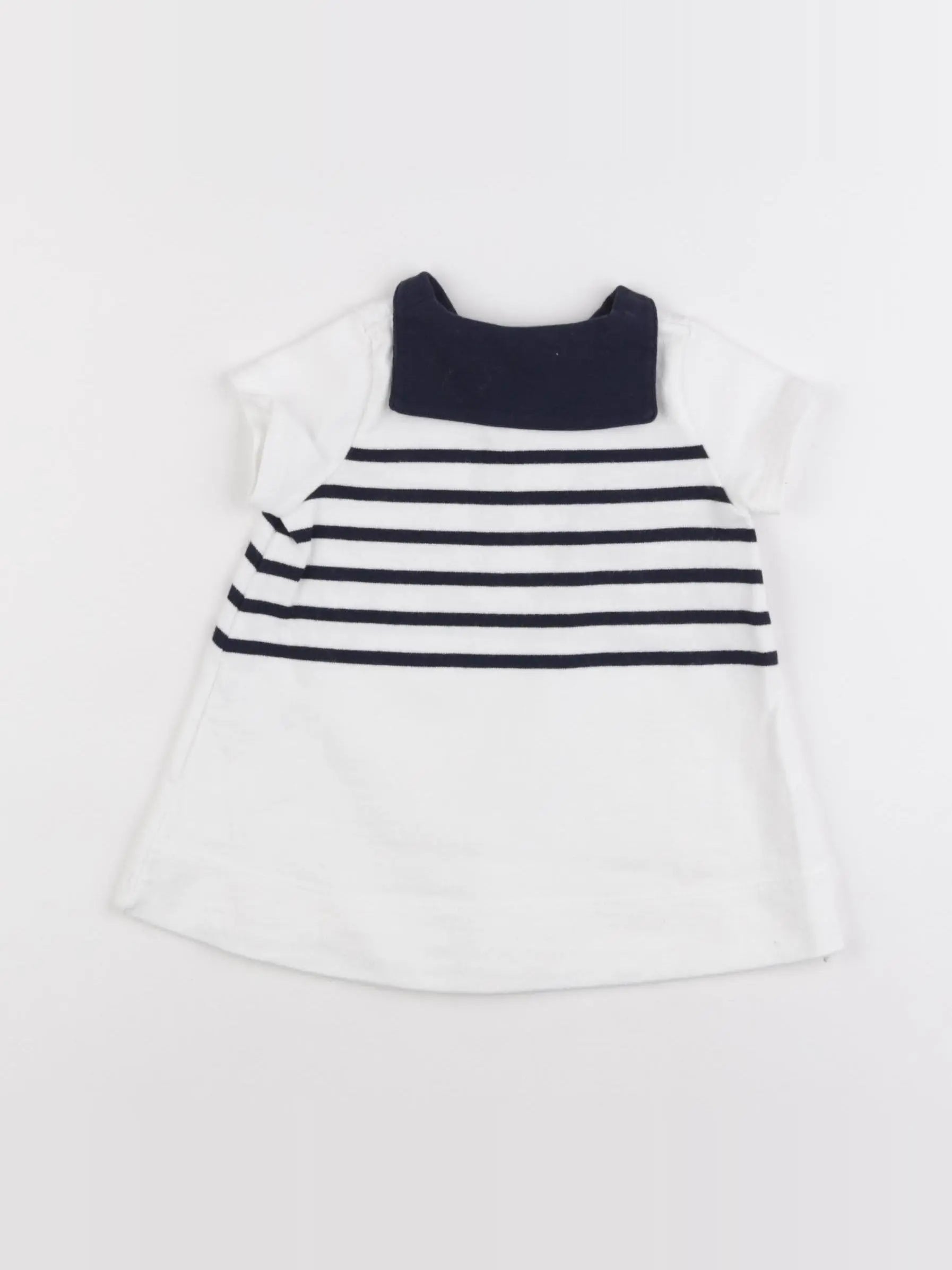 Petit Bateau - robe blanc, bleu - 6 mois
