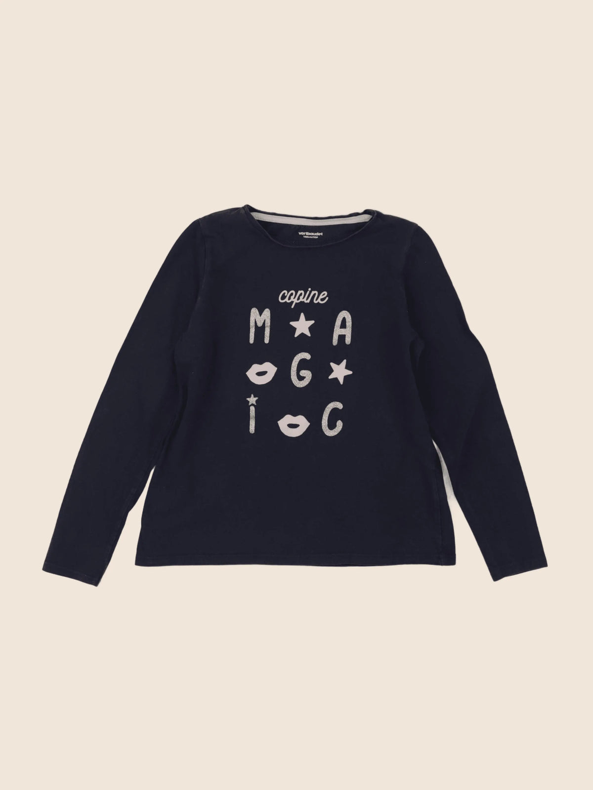 Vertbaudet - tee-shirt bleu, or - 10 ans