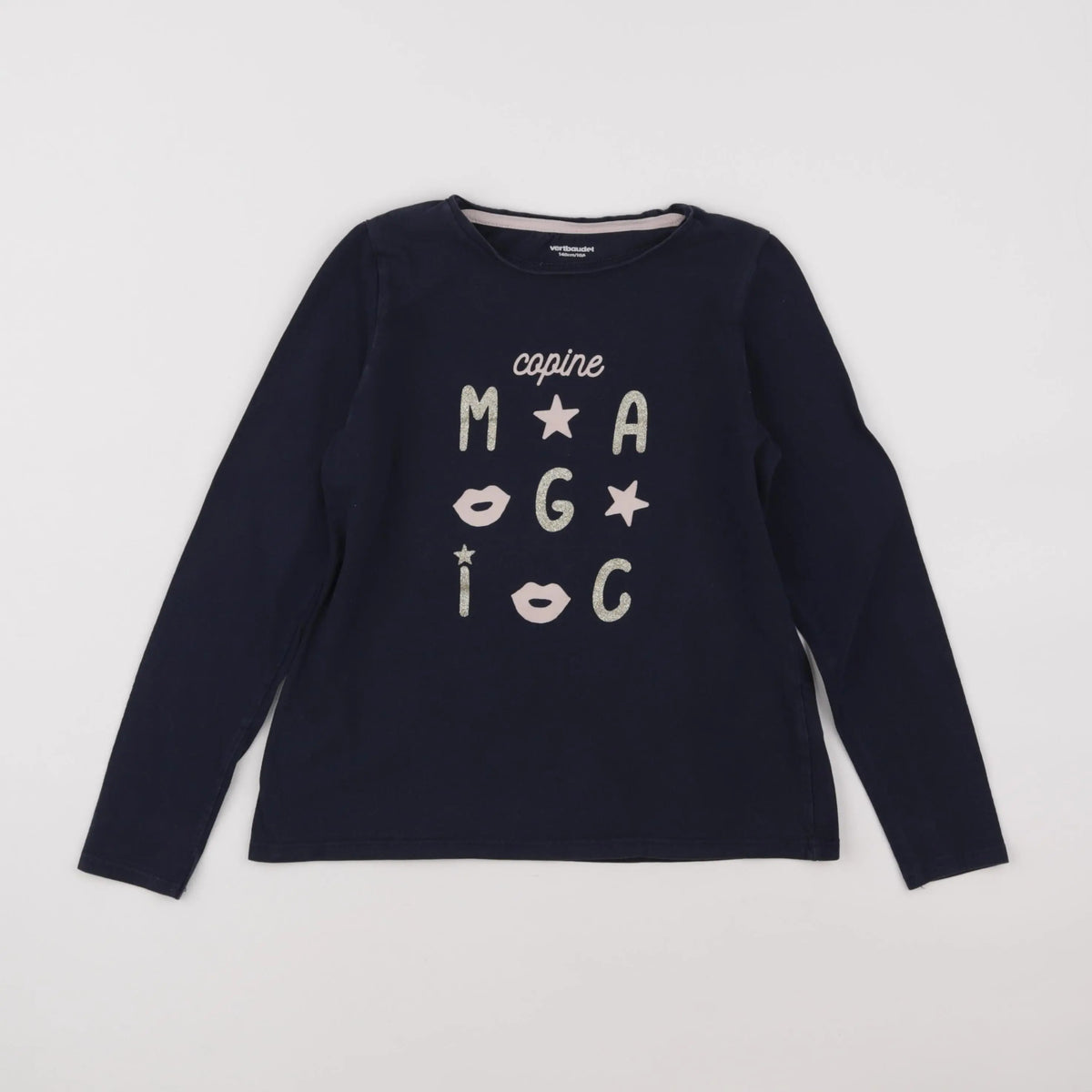 Vertbaudet - tee-shirt bleu, or - 10 ans