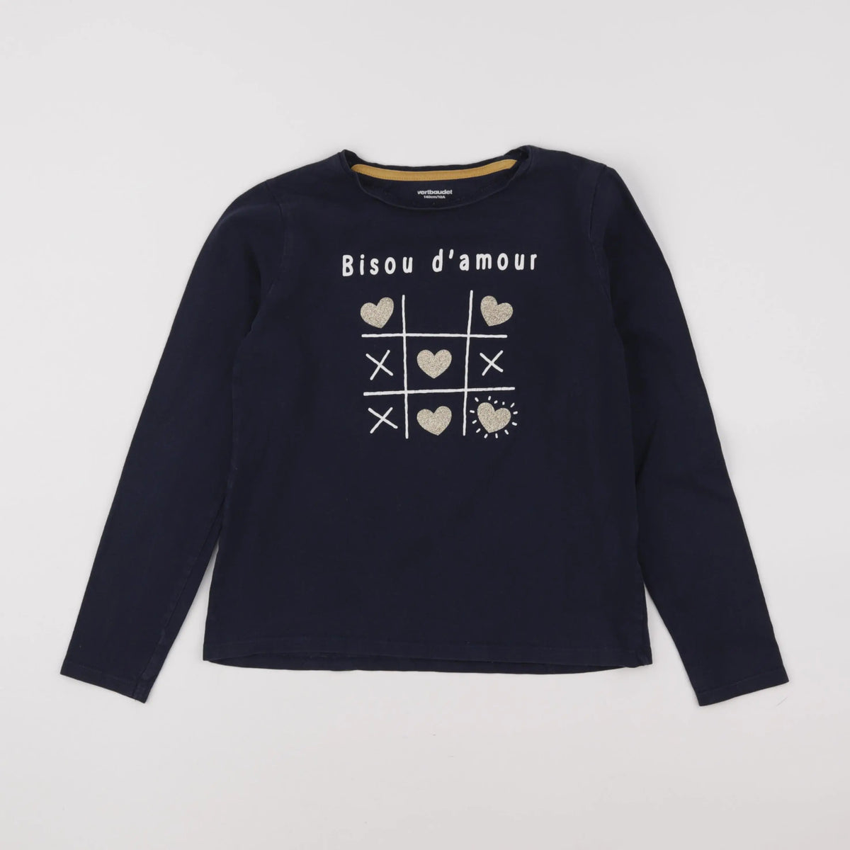 Vertbaudet - tee-shirt or, bleu - 10 ans