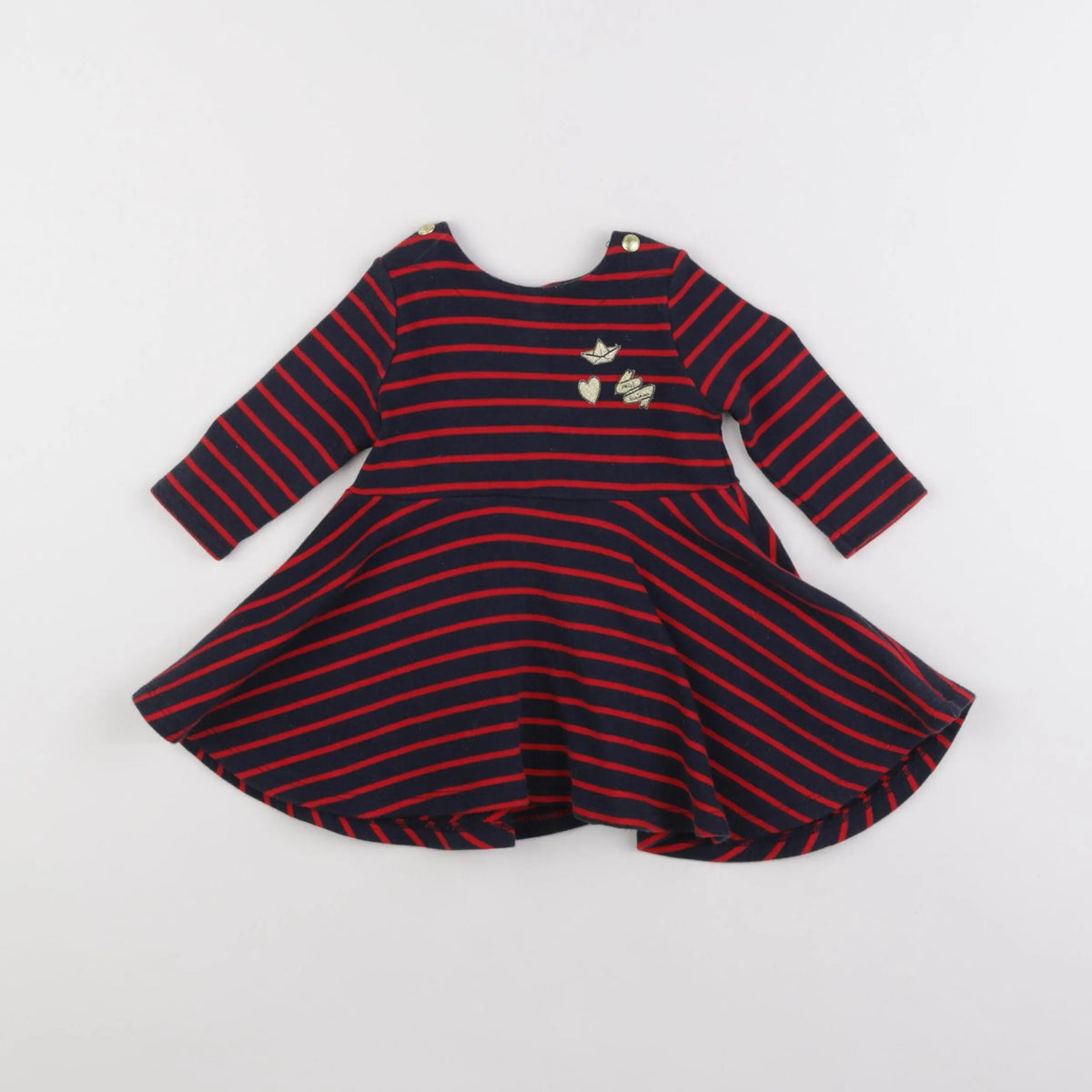 Petit Bateau - robe bleu, rouge - 6 mois