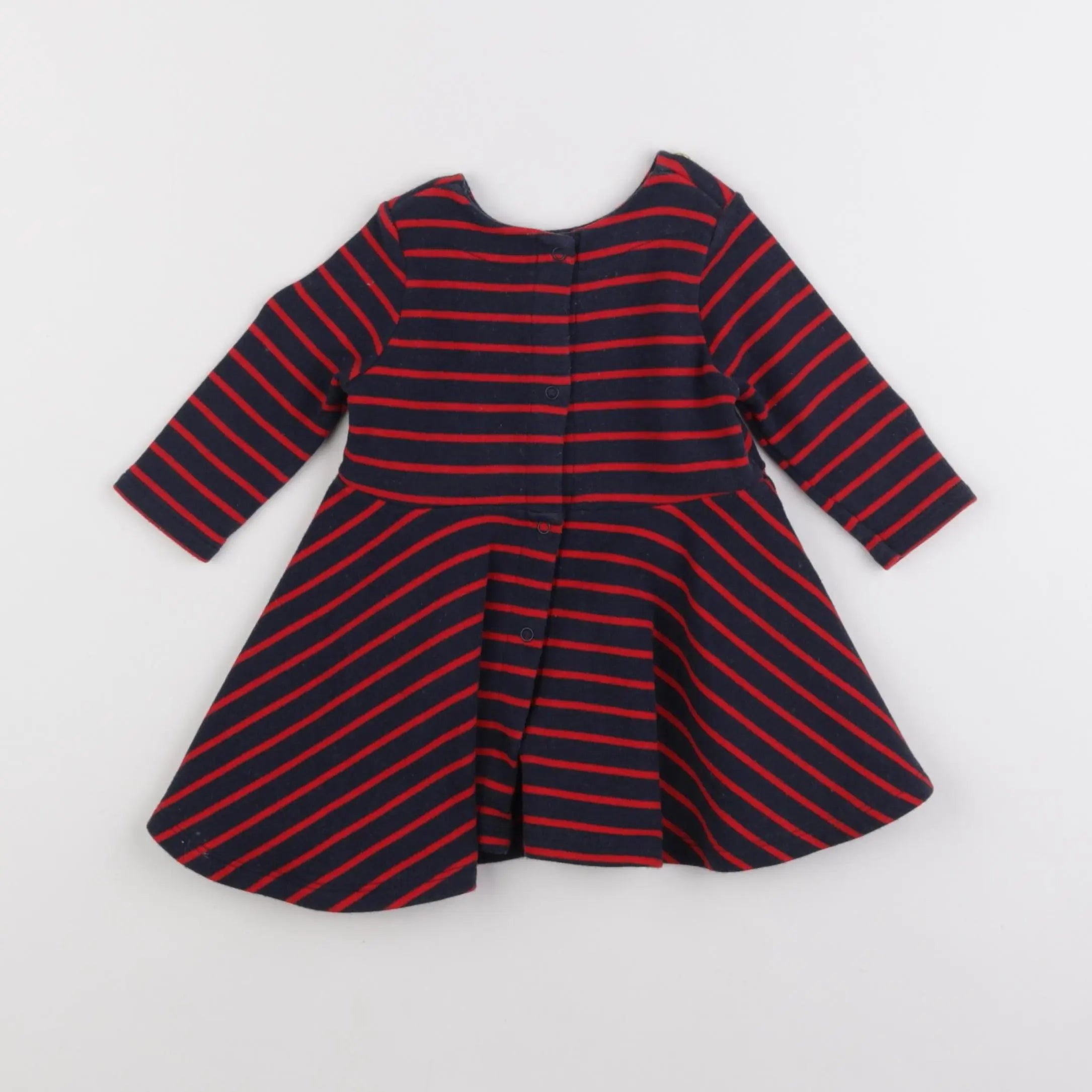 Petit Bateau - robe bleu, rouge - 6 mois