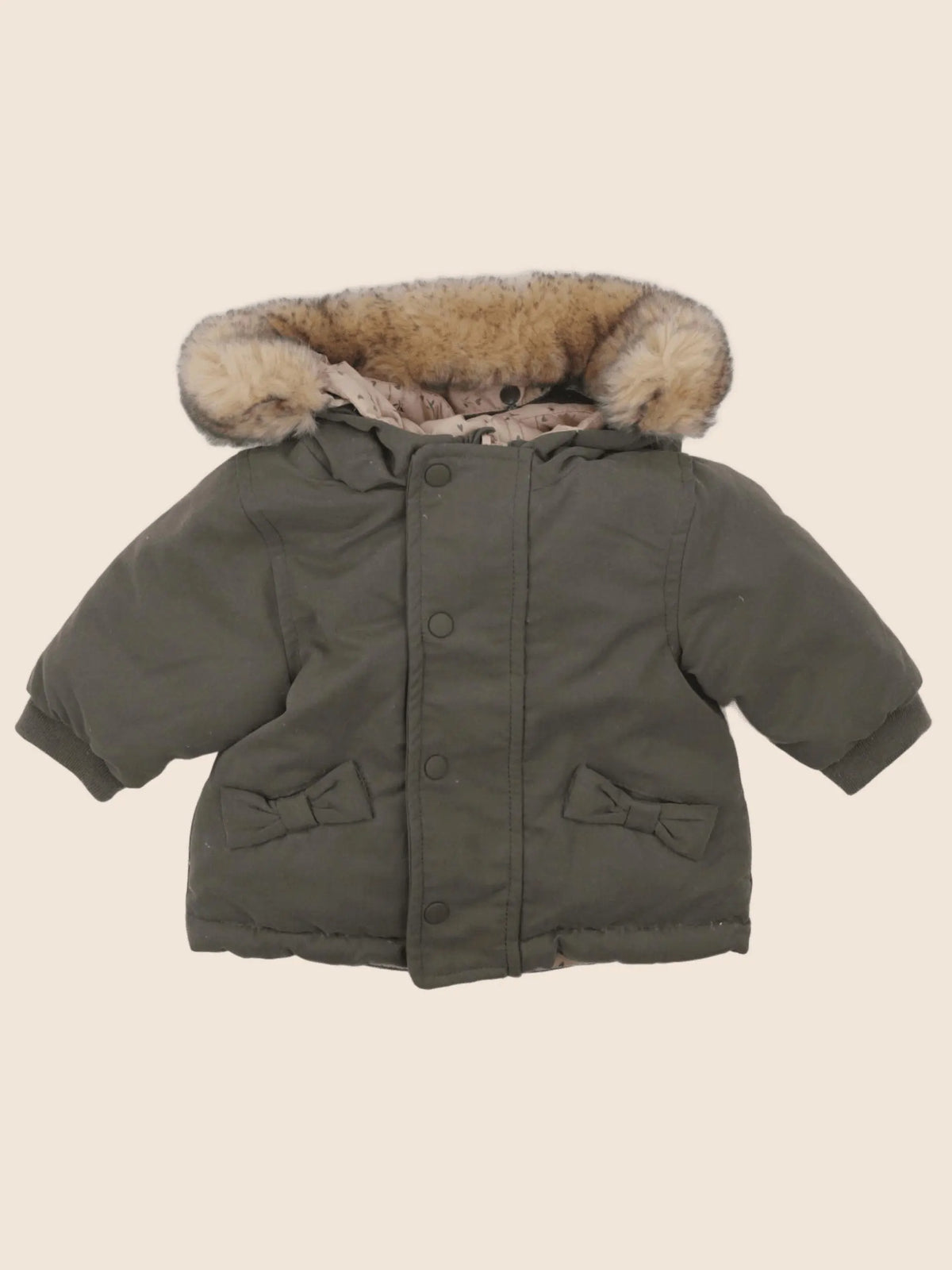Vertbaudet - manteau vert, rose - 3 mois