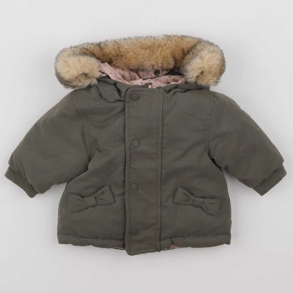 Vertbaudet - manteau vert, rose - 3 mois