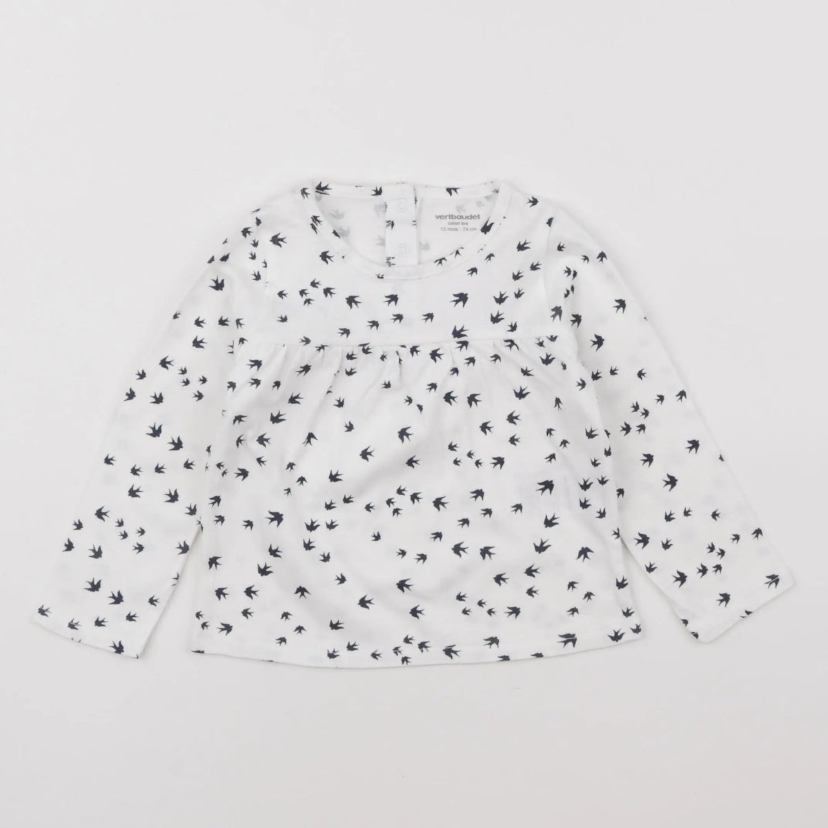 Vertbaudet - tee-shirt bleu, blanc - 12 mois