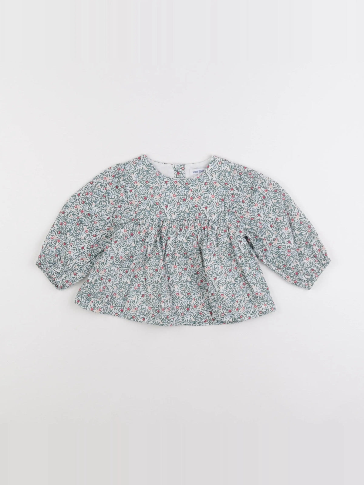 Vertbaudet - blouse vert, blanc - 12 mois