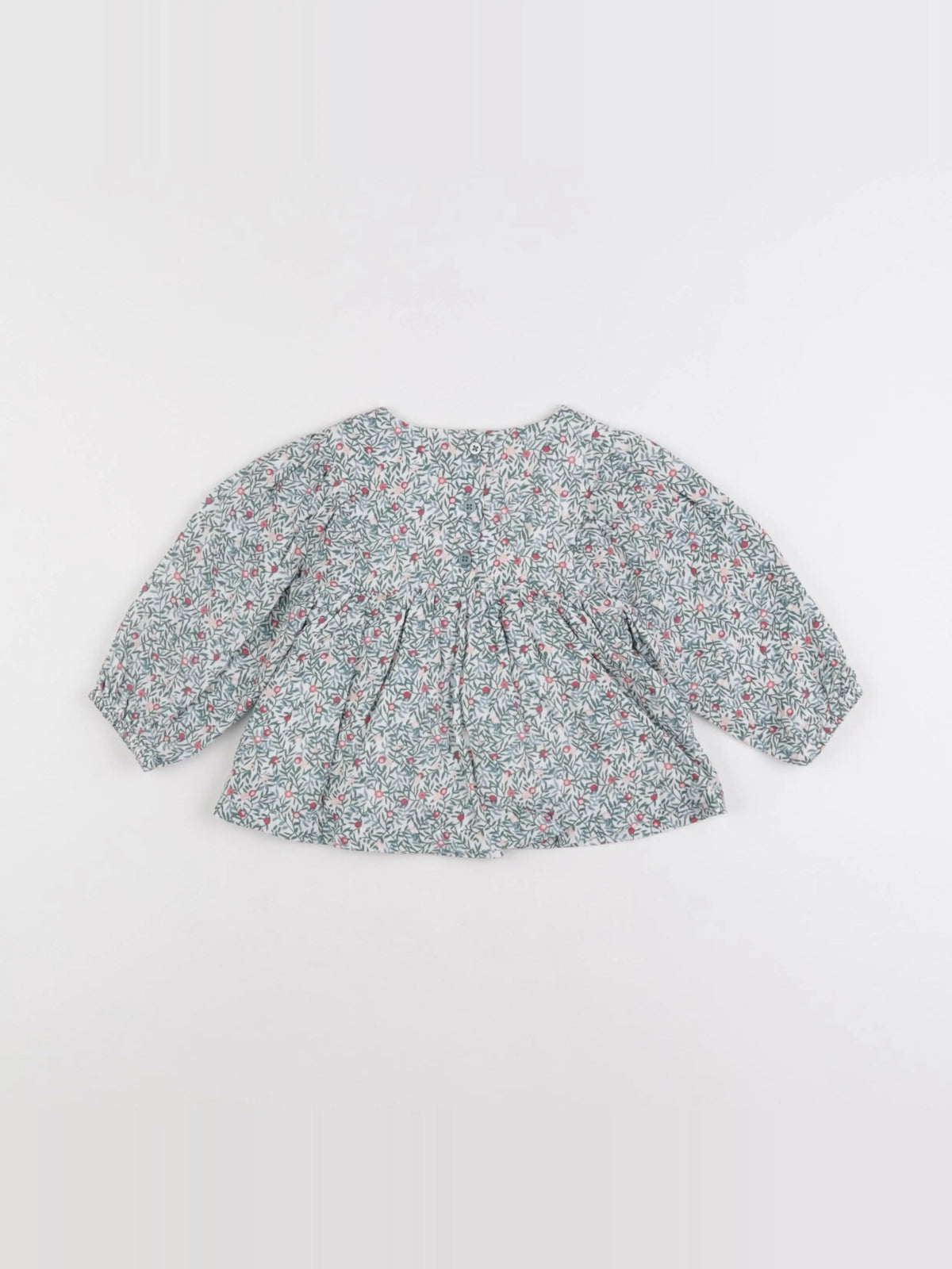 Vertbaudet - blouse vert, blanc - 12 mois